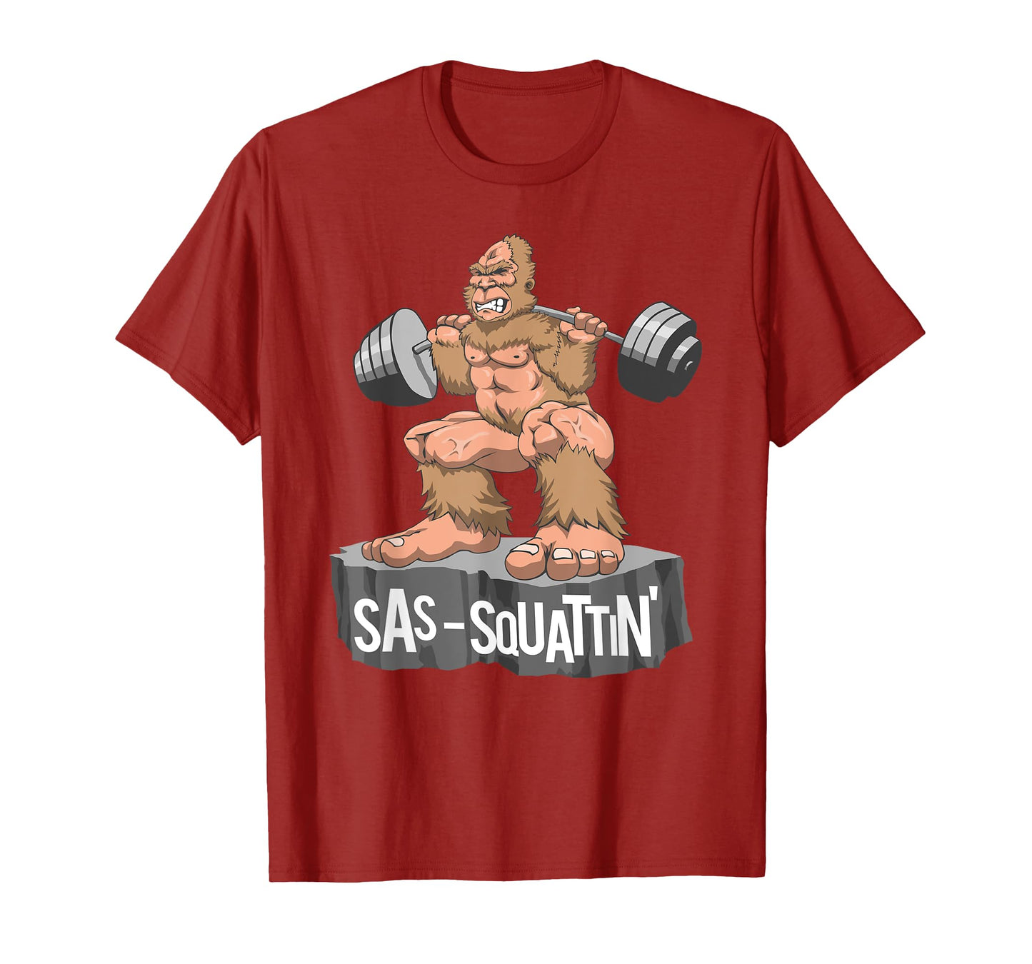 Sas Squattin, Sasquatch Bigfoot Weightlifting Leg Day T-Shirt