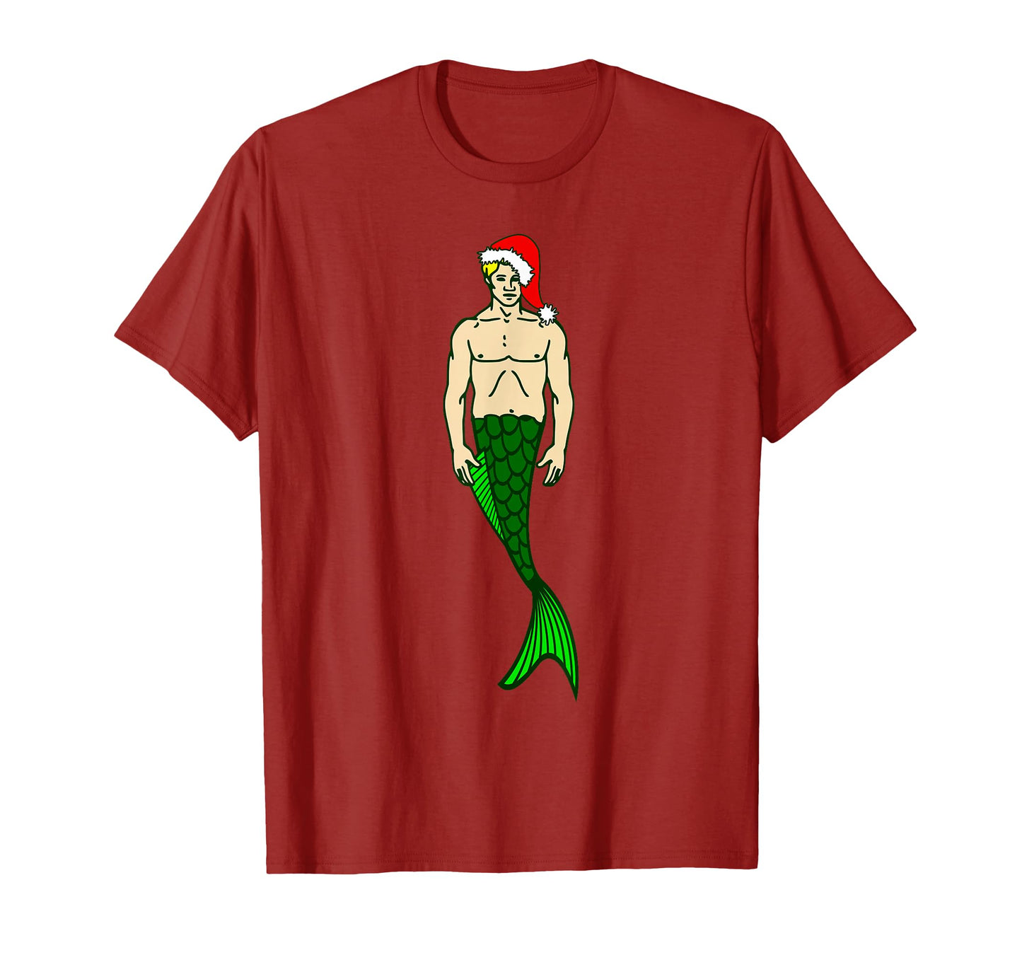 Santa Claus Blonde Merman Christmas Mermaid Xmas T-Shirt