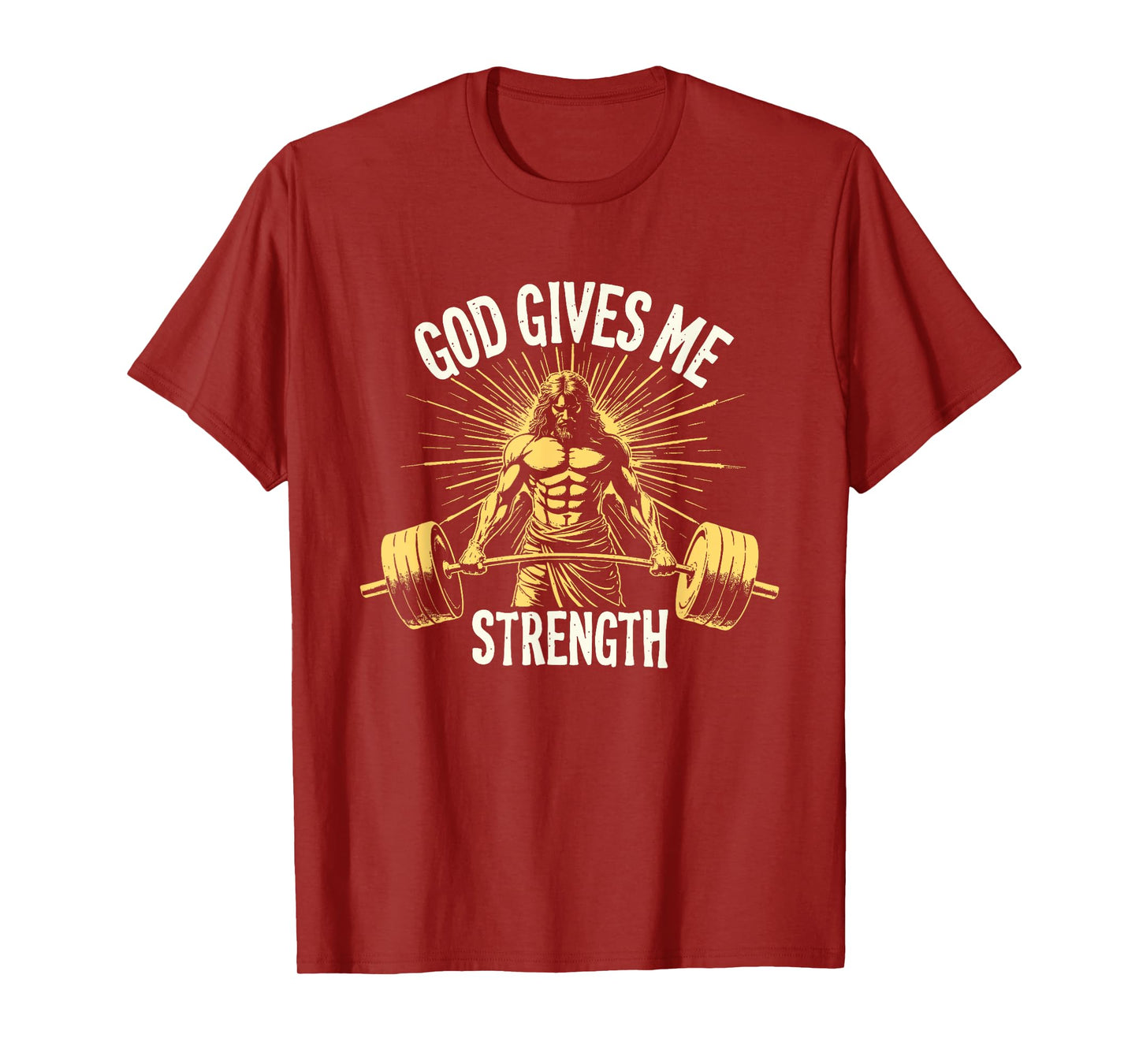 God Gives Me Strength Christian Jesus Workout Weightlifting T-Shirt