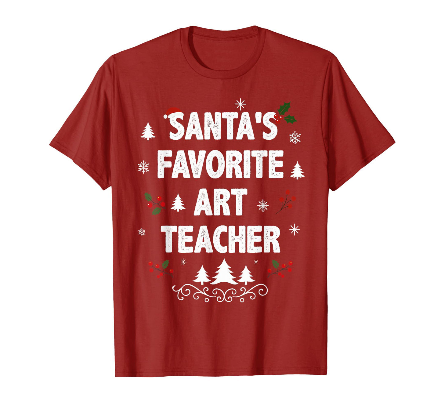 Santa's Favorite Art Teacher Funny Holiday Christmas Pajamas T-Shirt
