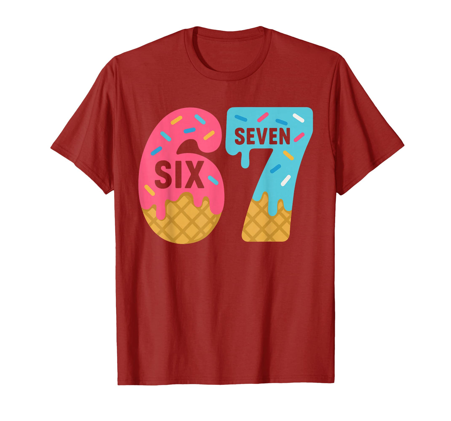 Six Seven Ice Cream Drip Cool Meme 67 Funny Dripping Kids T-Shirt