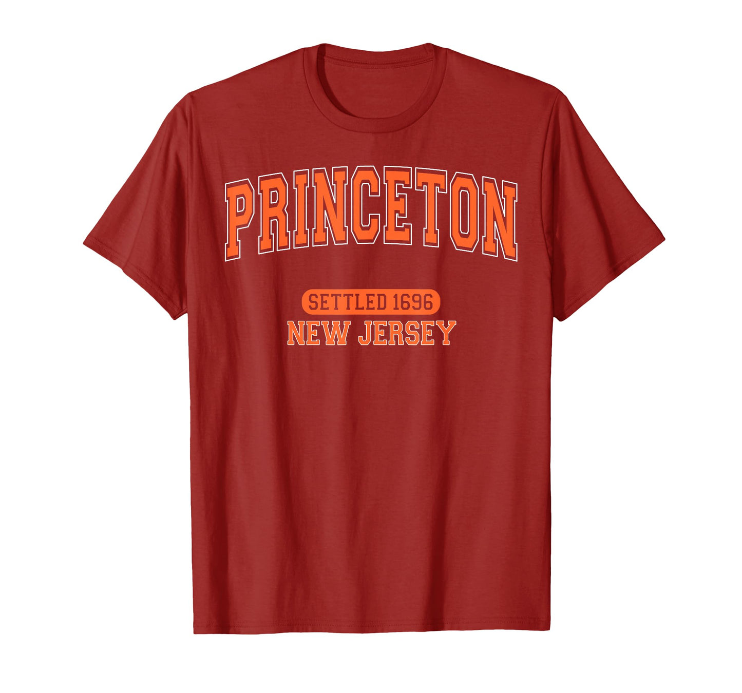Princeton New Jersey Settled 1696 Vintage Arched Orange T-Shirt