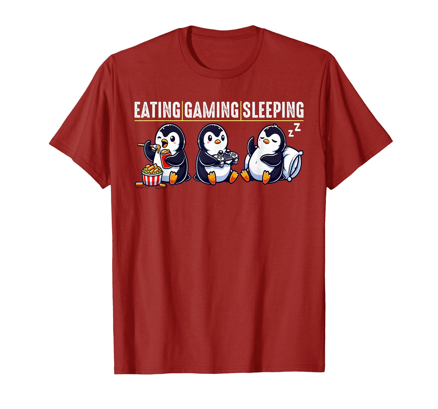 Eating Gaming Sleeping Penguin T-Shirt