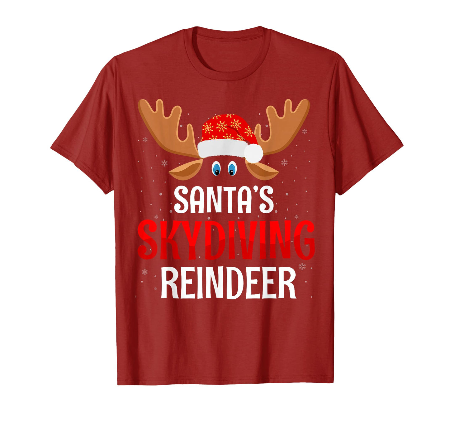 Santa's Skydiving Reindeer Christmas Day Skydiver Adventure T-Shirt