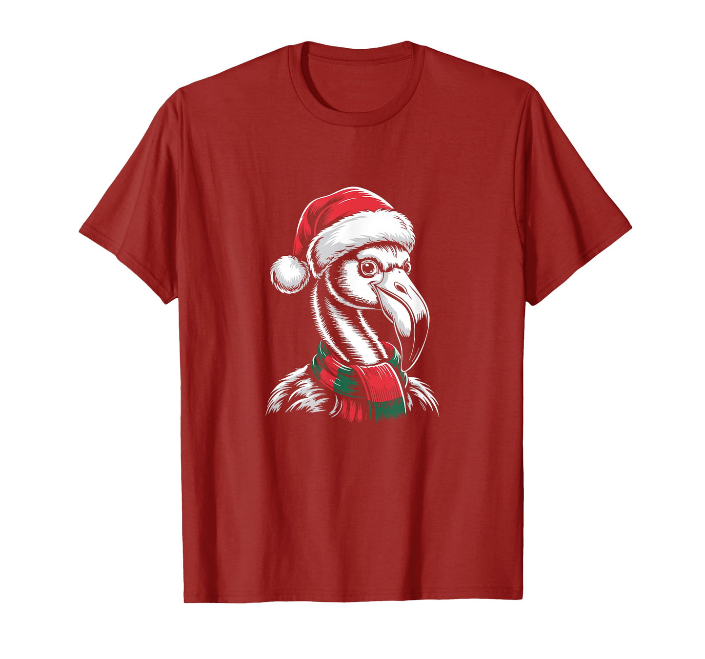 Flamingo Xmas Santa Hat Scarf Christmas Costume T-Shirt