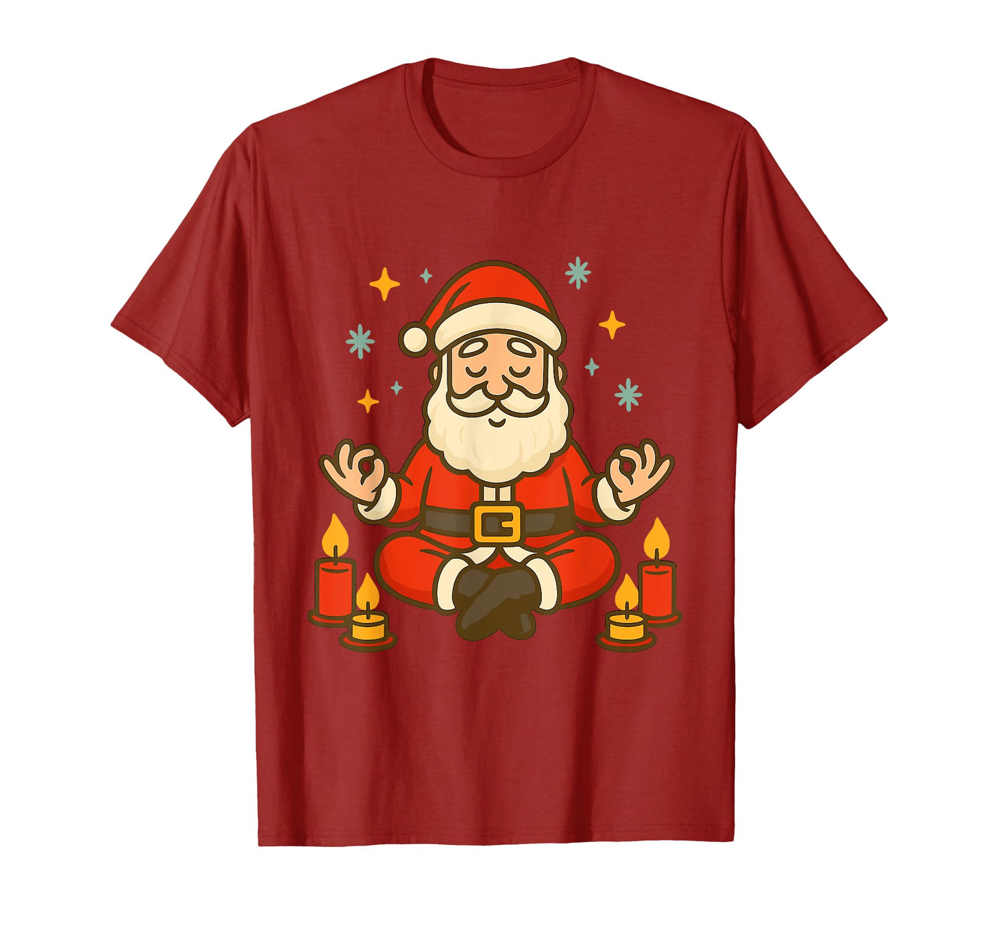 Santa Claus Meditation – Mindful Xmas Look with Candles T-Shirt