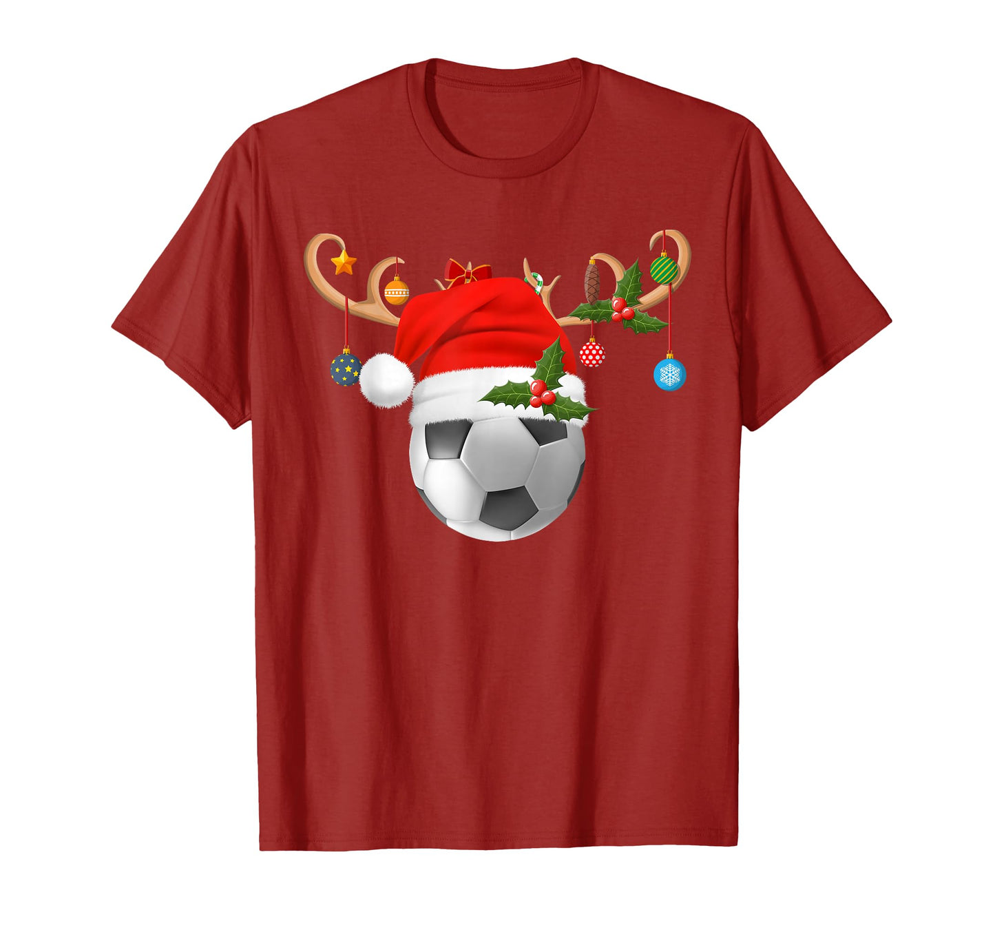 Soccer Christmas Pajamas Reindeer Santa Sports Player Xmas T-Shirt