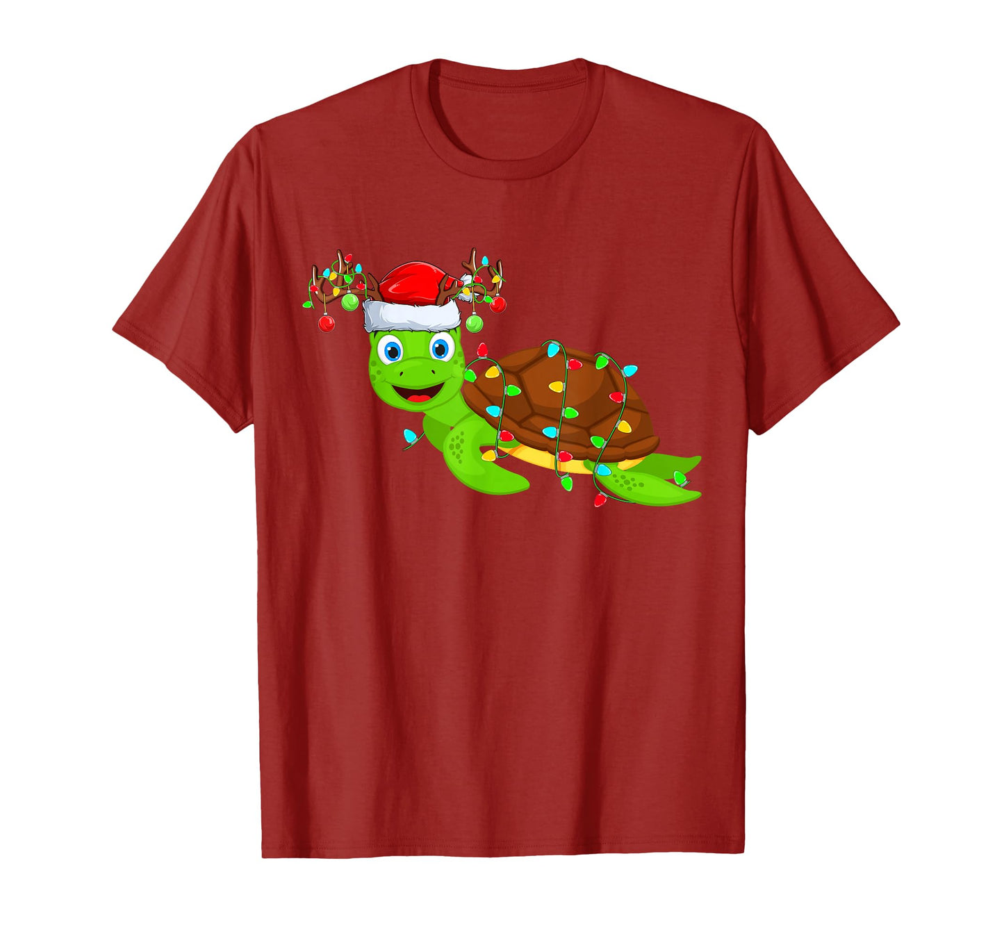 Sea Turtle Christmas Lights Funny Santa Hat Sea Turtle Xmas T-Shirt