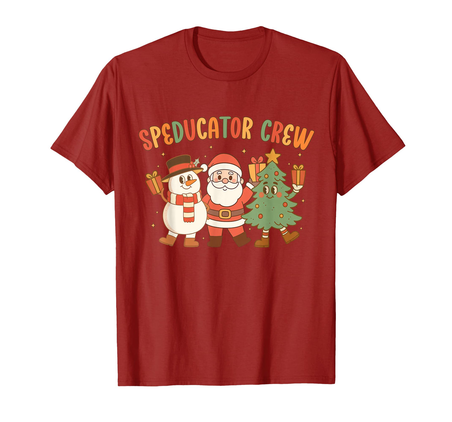 Retro Special Education Teacher Crew Christmas Santa Claus T-Shirt