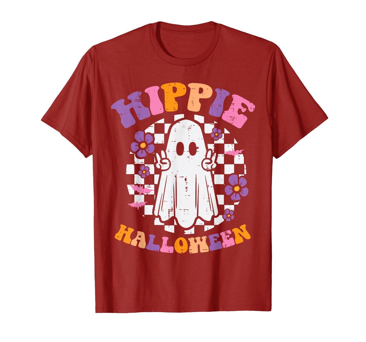 Hippie Halloween Ghost Peace Retro Costume Women Kids Men T-Shirt