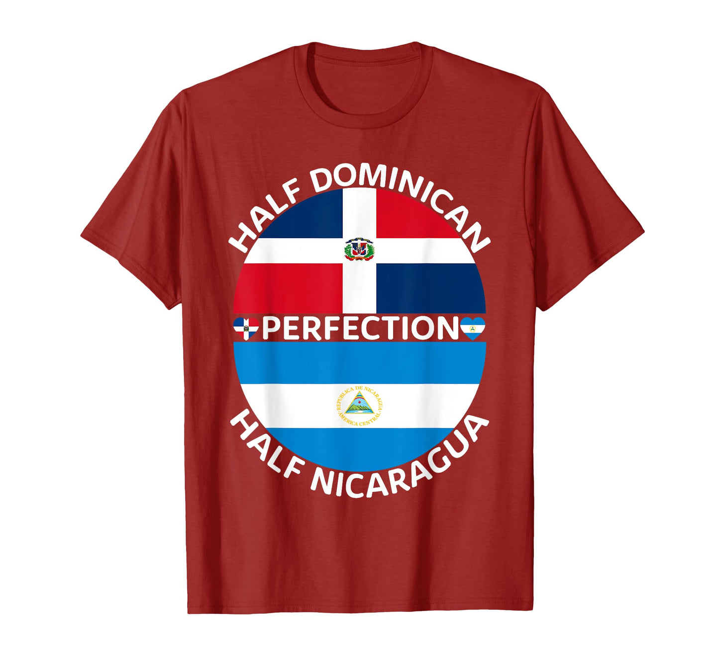Half Nicaraguan Half Dominican Republic Nicaragua Flag Men T-Shirt