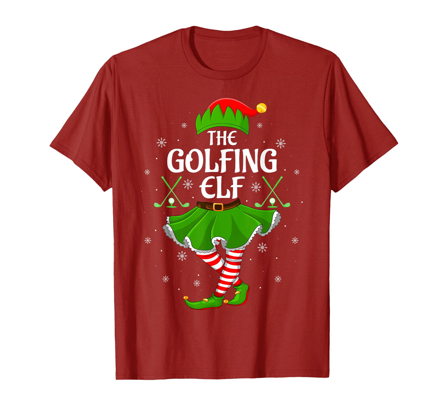 Golfing Elf Christmas Girls Women Elf Squad Xmas Family T-Shirt