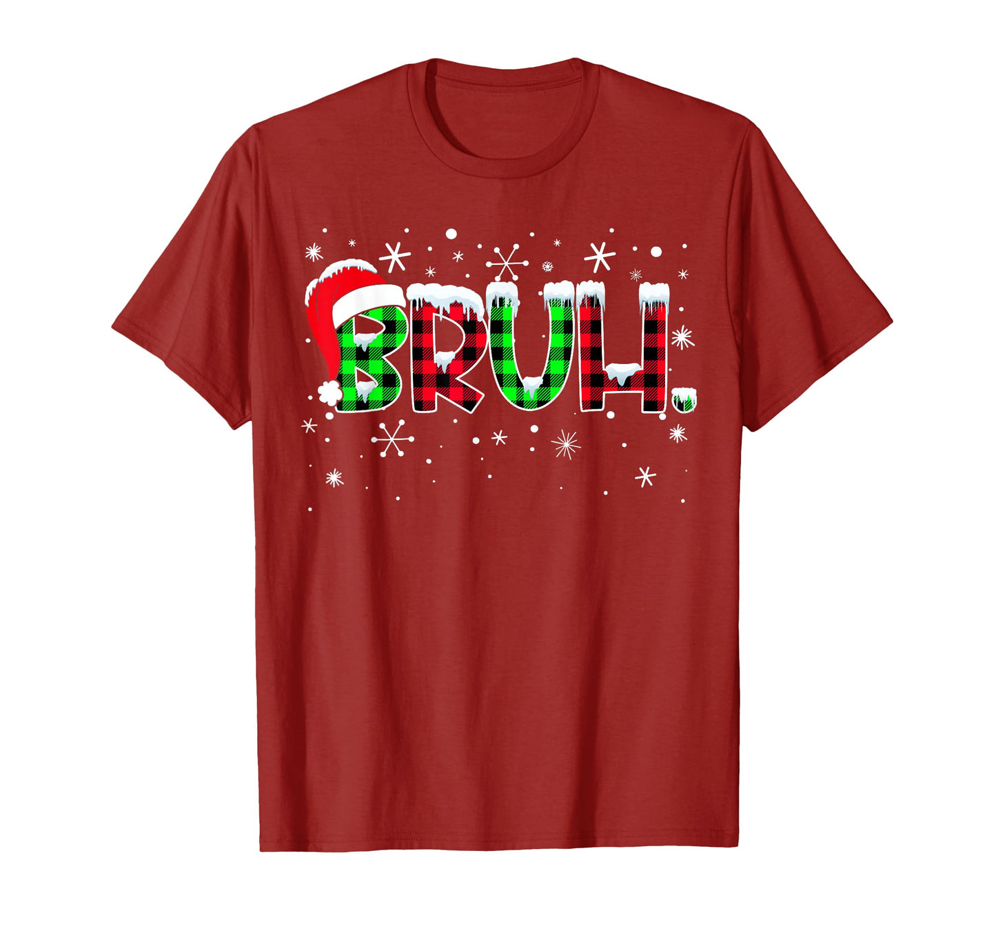 Bruh Funny Christmas Plaid Teens Boys Kids Xmas Pajamas T-Shirt