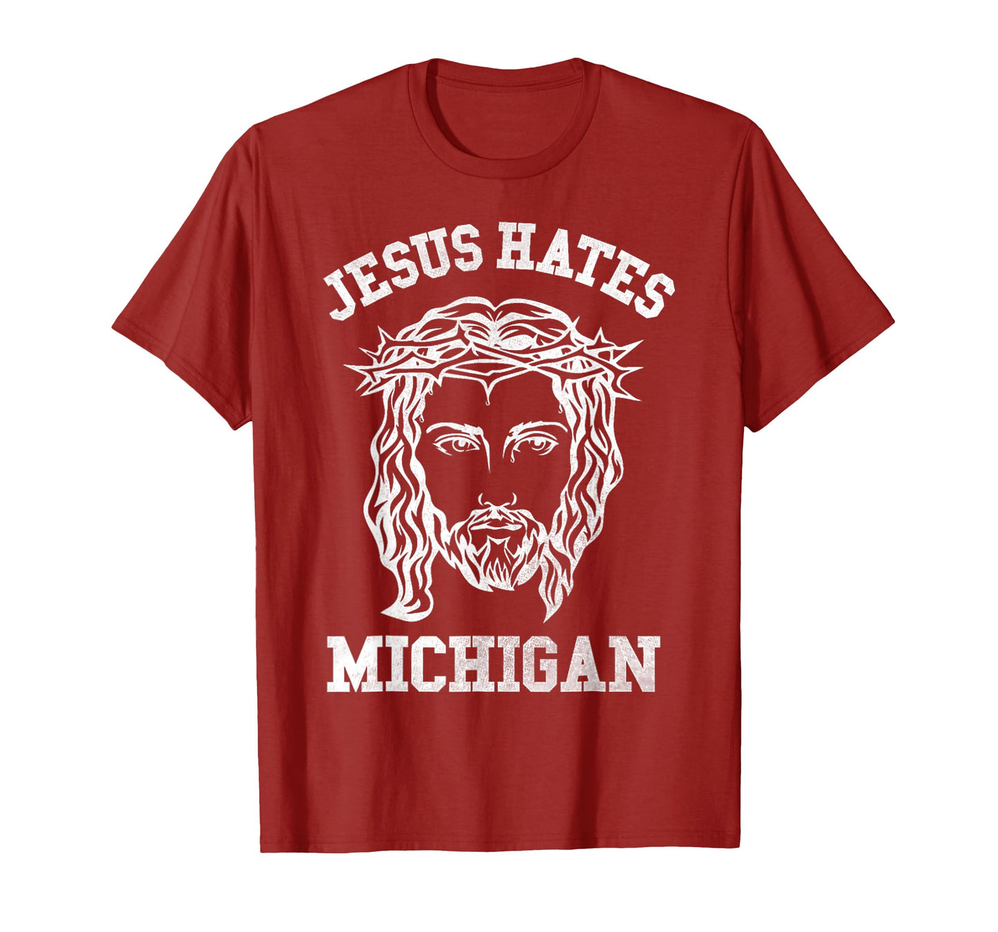 Vintage Michigan Jesus Hate Face Of Jesus With Crown T-Shirt
