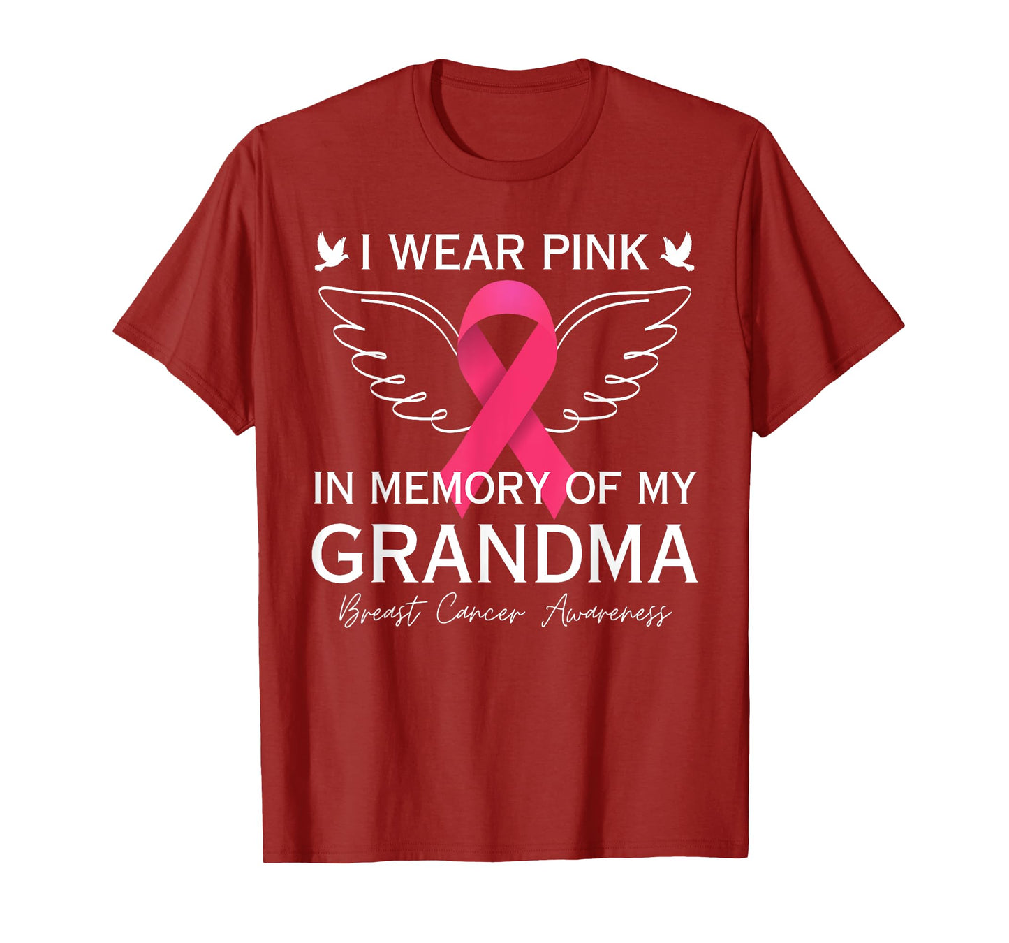 I Wear Pink In Memory Of My Grandma Angel In Heaven Memory T-Shirt