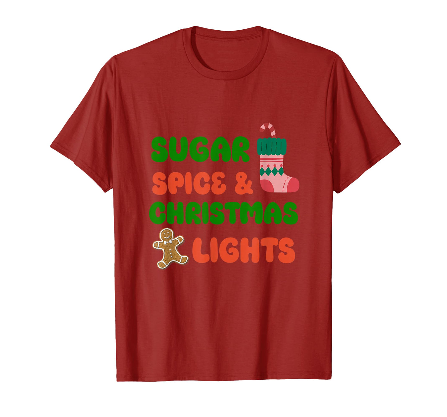 Sugar Spice and Christmas Lights Santa Cookies Baking Crew T-Shirt