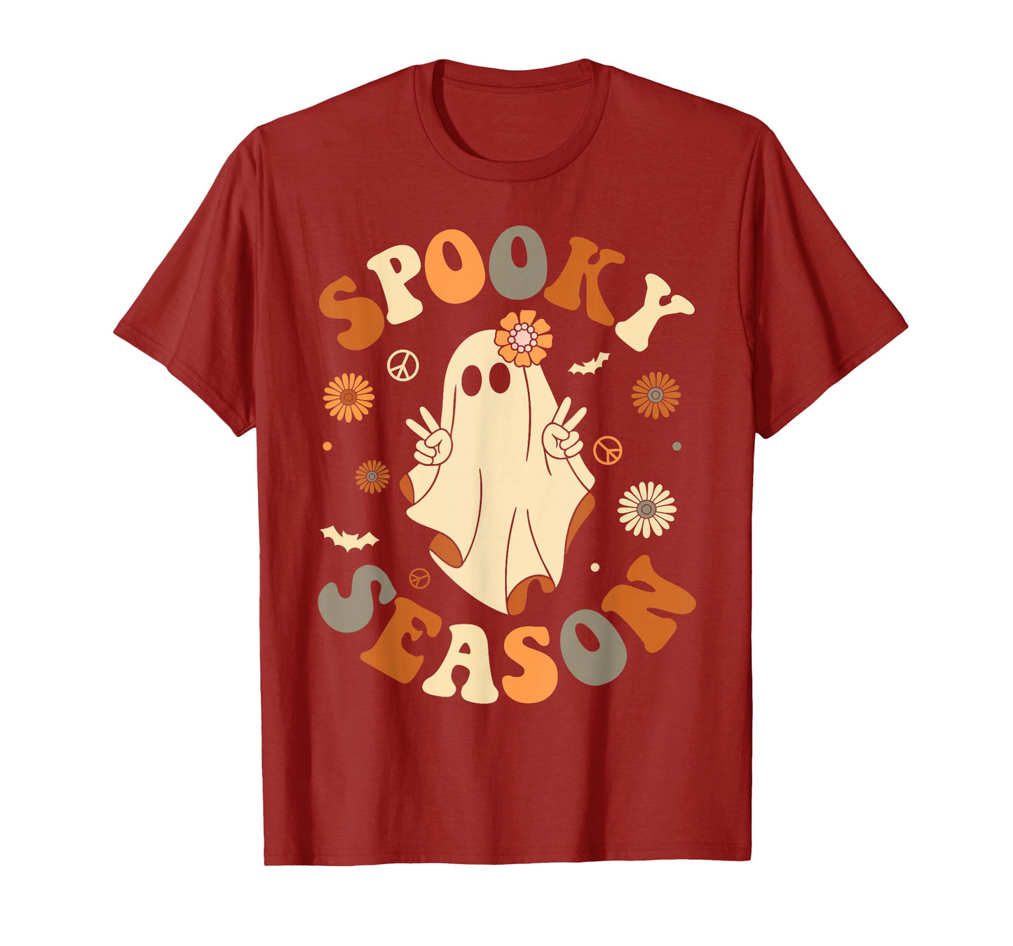 Spooky Season Happy Halloween Retro Ghost Spooky Women Girls T-Shirt