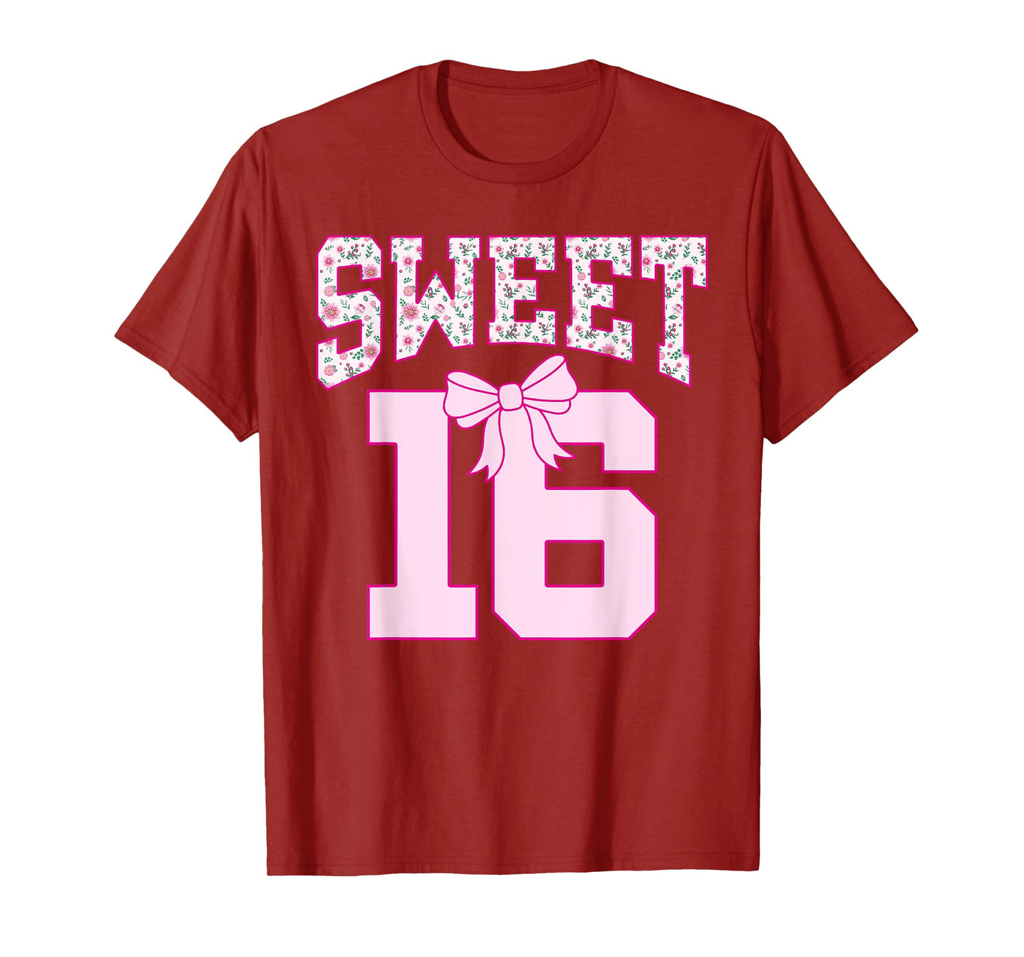 Sweet 16 Coquette Bow Groovy Pink Floral 16th Birthday T-Shirt