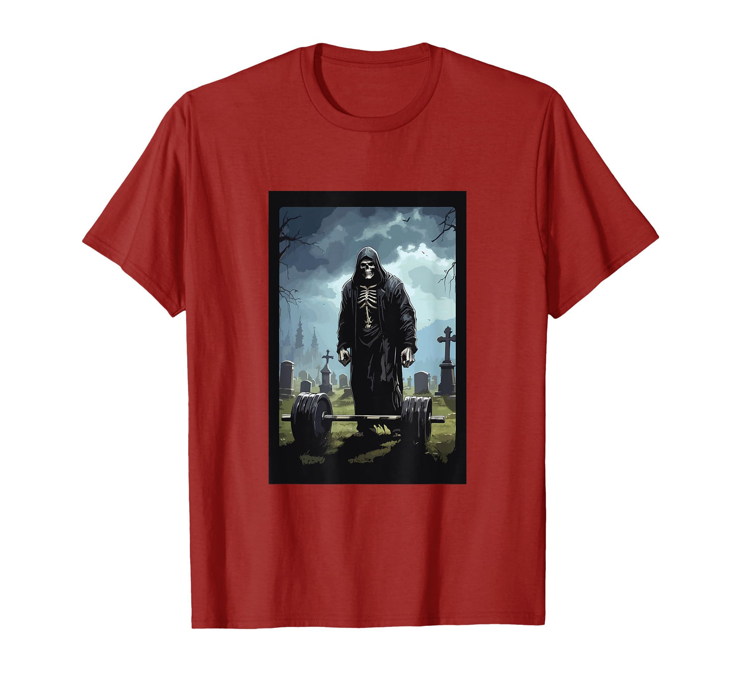 Grim Reaper Weightlifting Deadlift Gym Workout Graphic T-Shirt