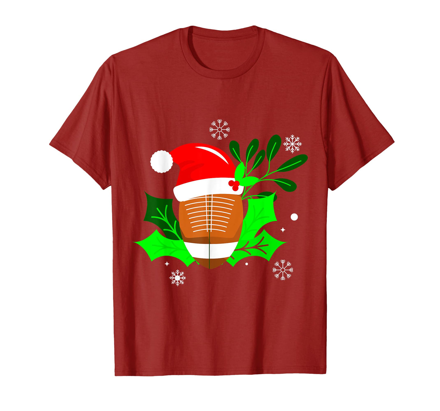 Ugly Christmas Football Sports Xmas Holly Santa Festive T-Shirt