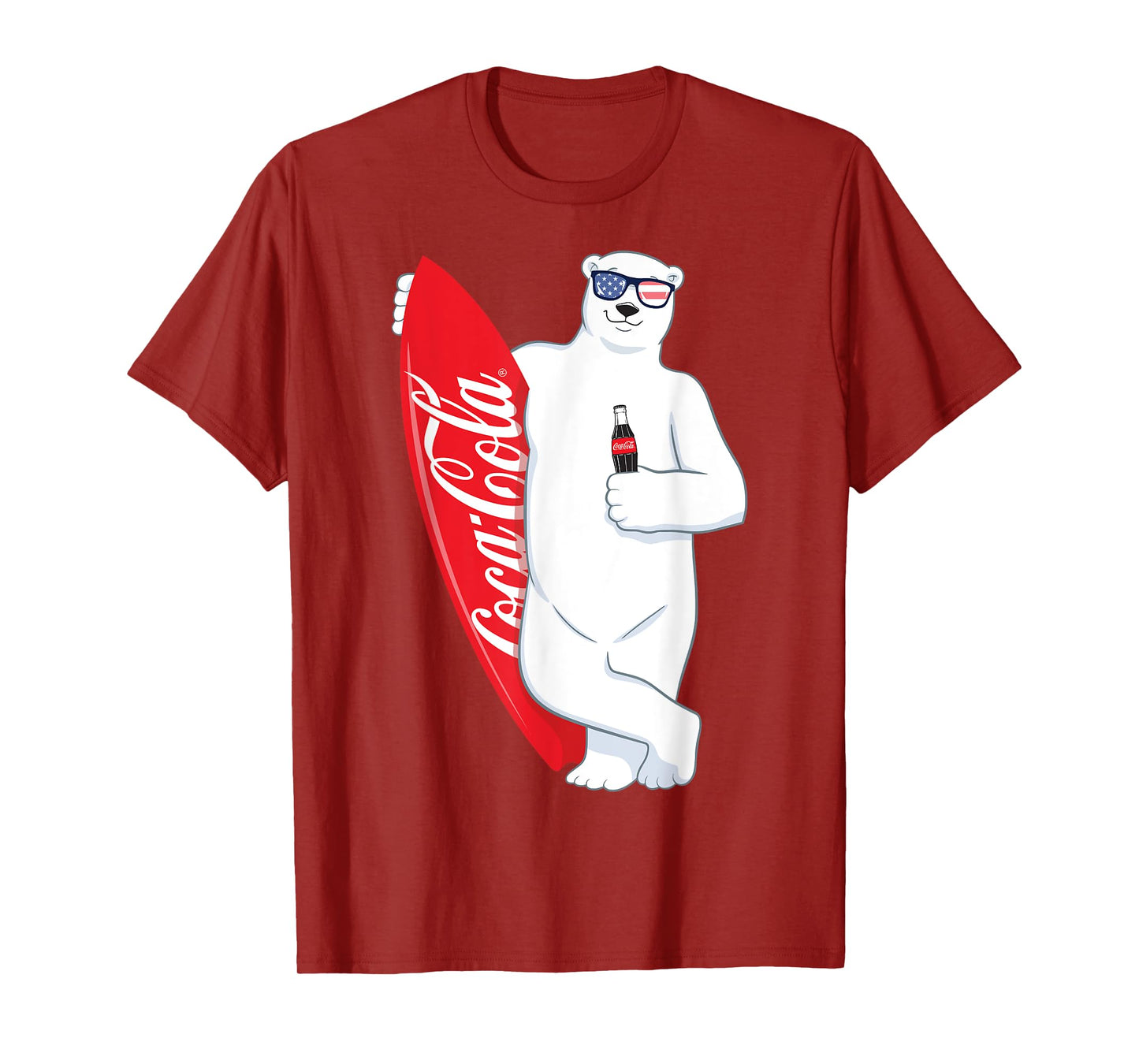 Coca-Cola American Flag Polar Bear Surfer T-Shirt