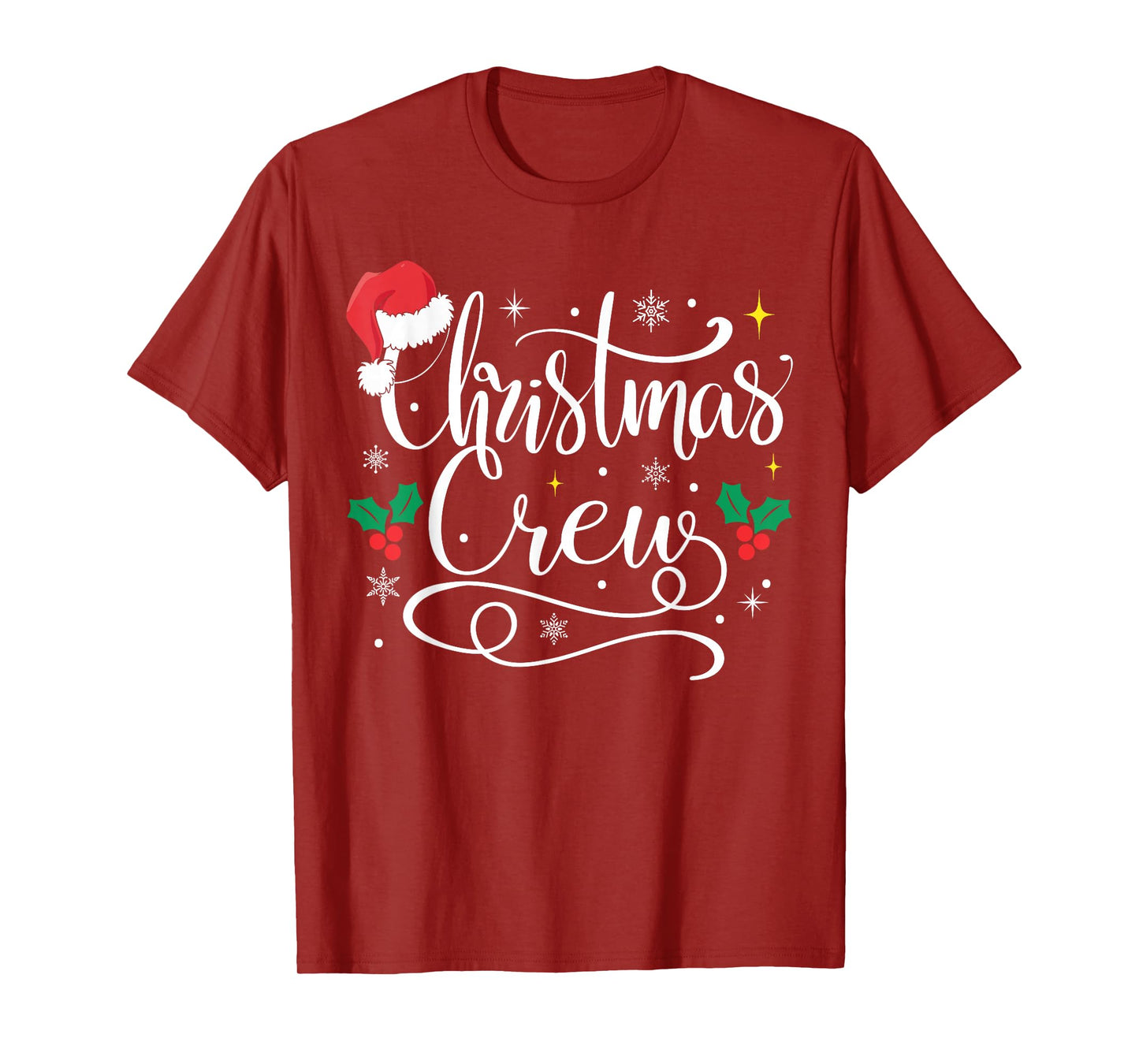 Merry Christmas Crew Santa Hat Holiday Matching Family Pjs T-Shirt