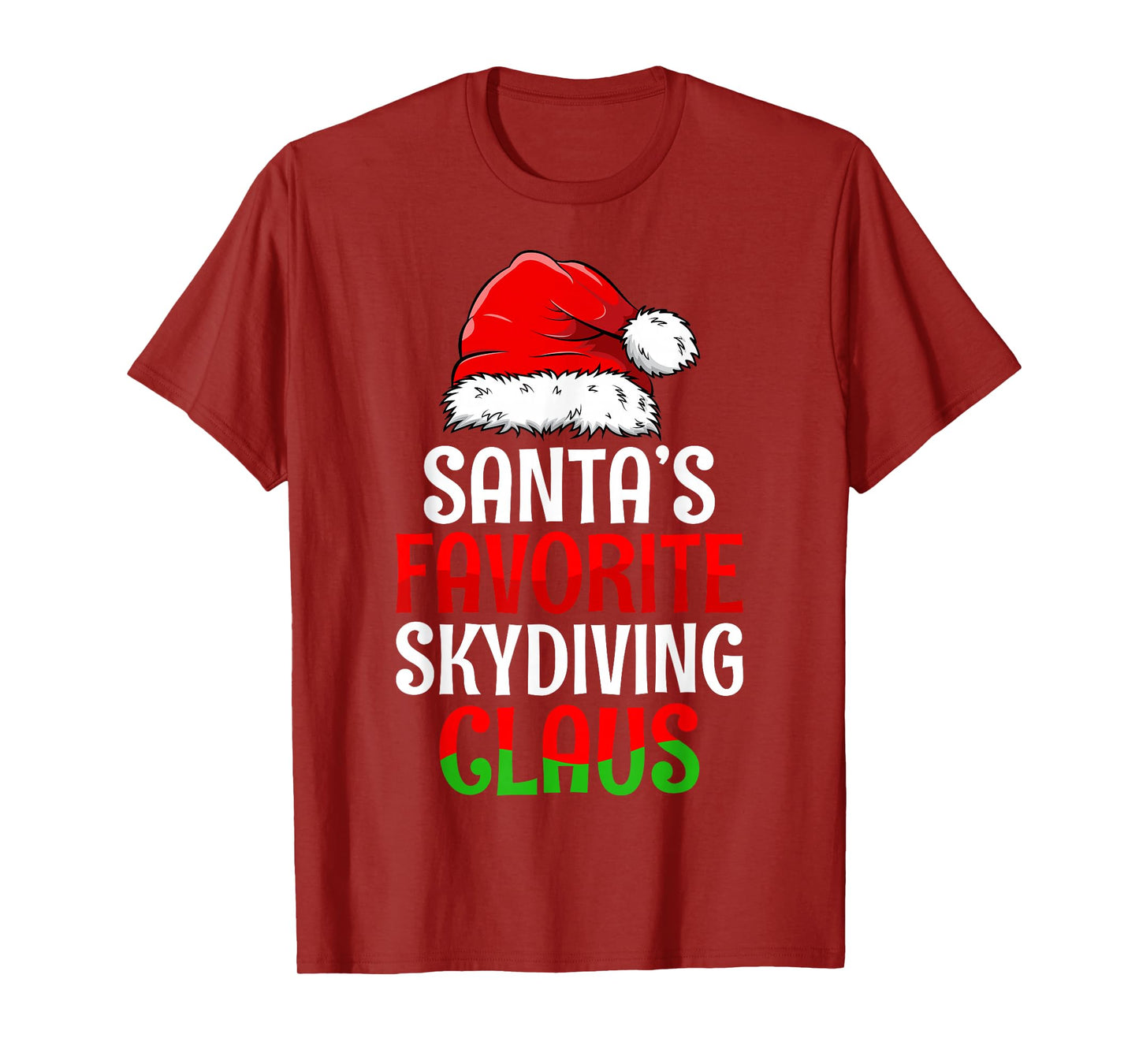 Santa's Favorite Skydiving Claus Christmas Day Santa Hat T-Shirt