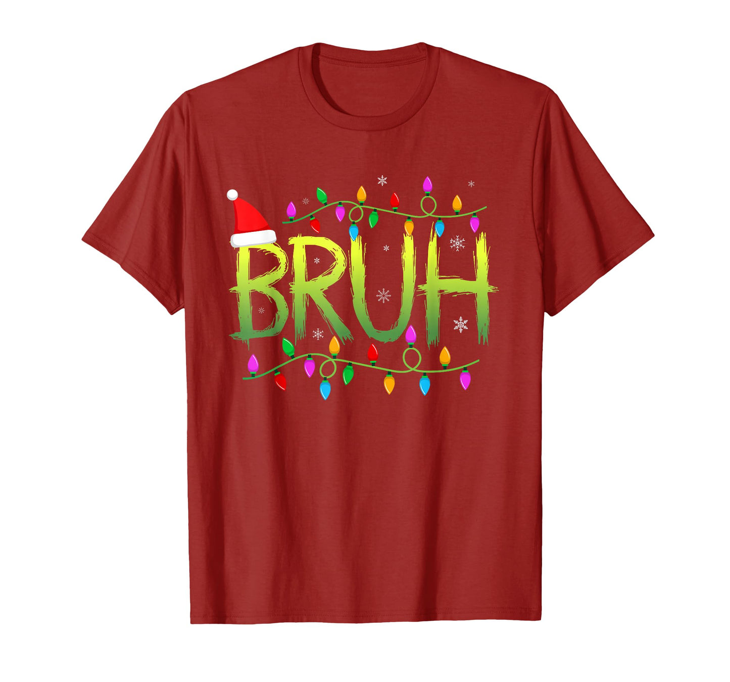 Christmas Lights Pajamas for Men Boys Kids Bruh Christmas T-Shirt