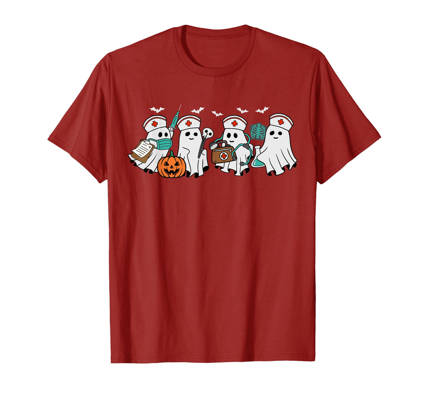 Ghost Nurses Halloween Crew Funny Costume Scrub Top Women T-Shirt