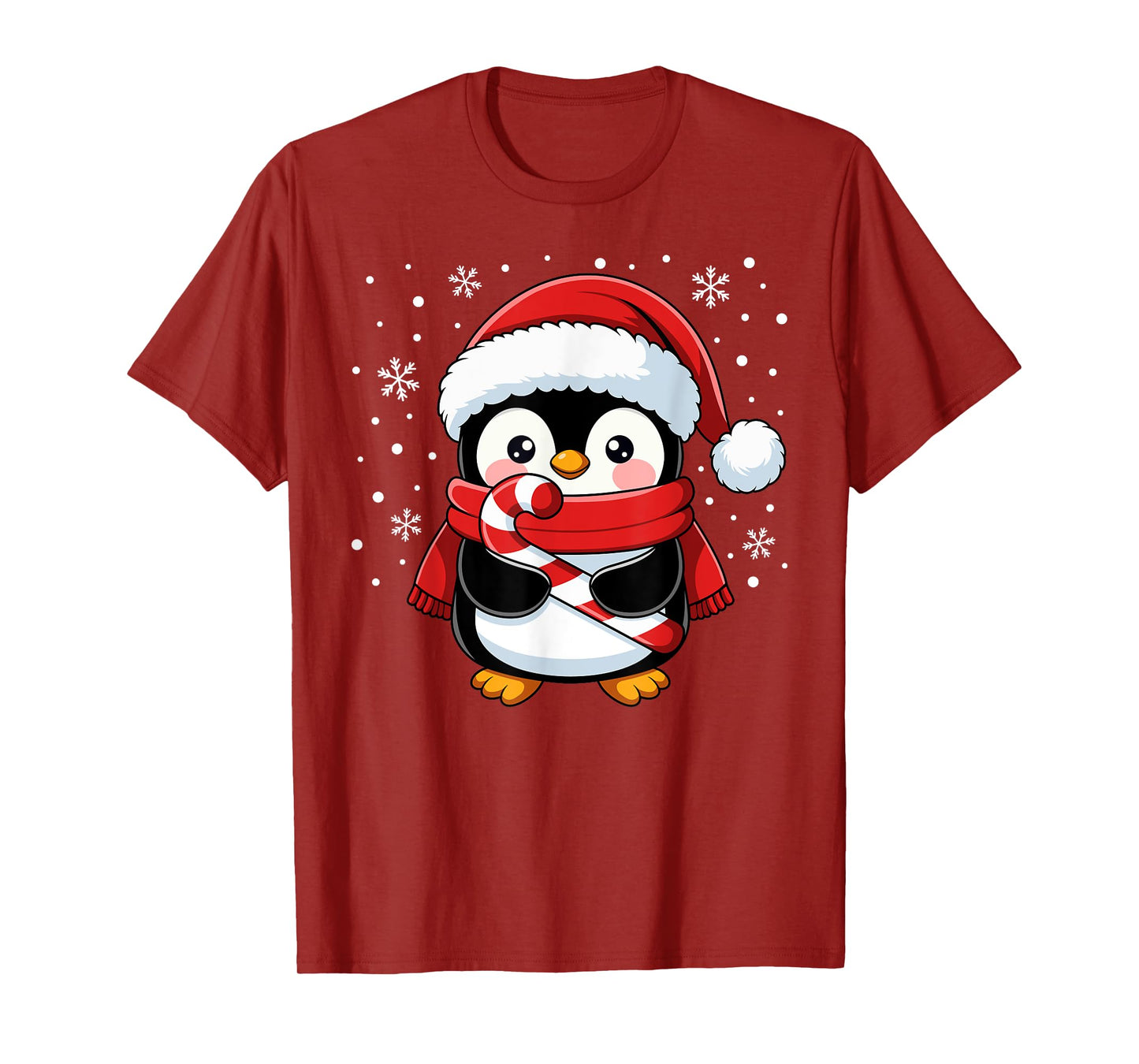 Penguin Christmas Candy Cane Winter Toddler Girl Boy Women T-Shirt