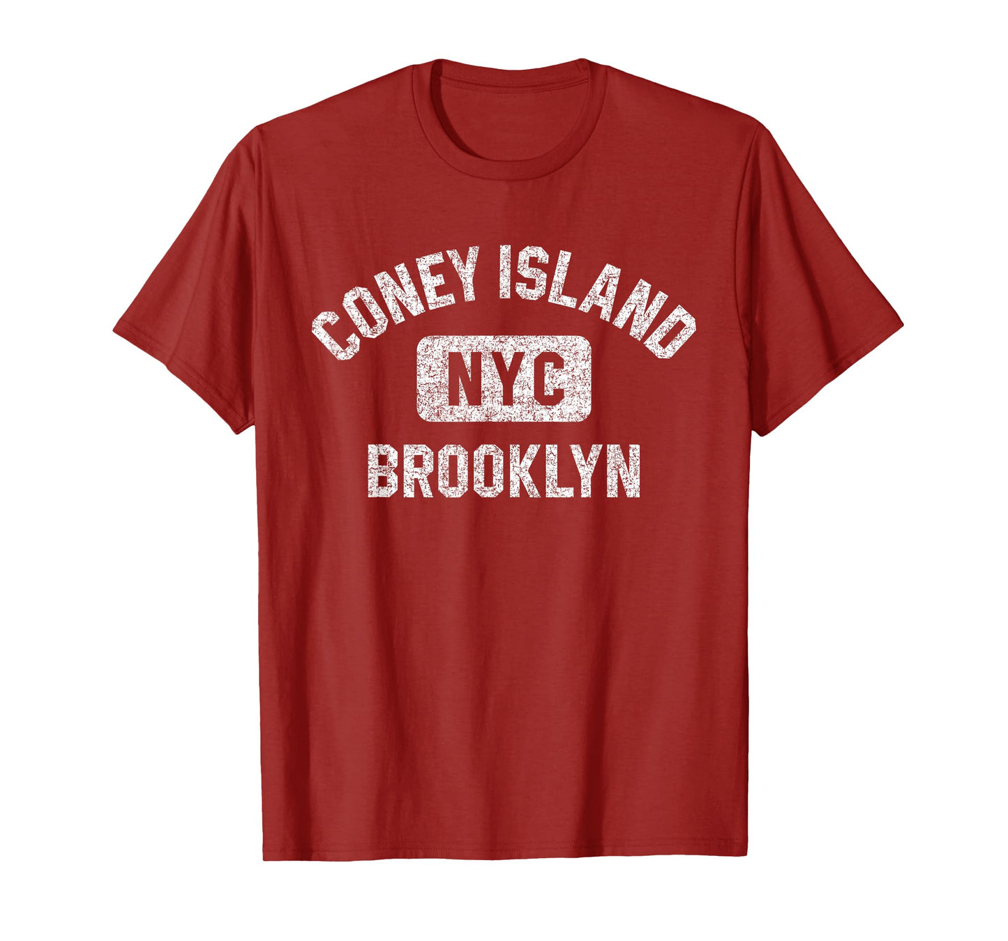 Coney Island NYC Brooklyn Gym Style Distressed White Print T-Shirt