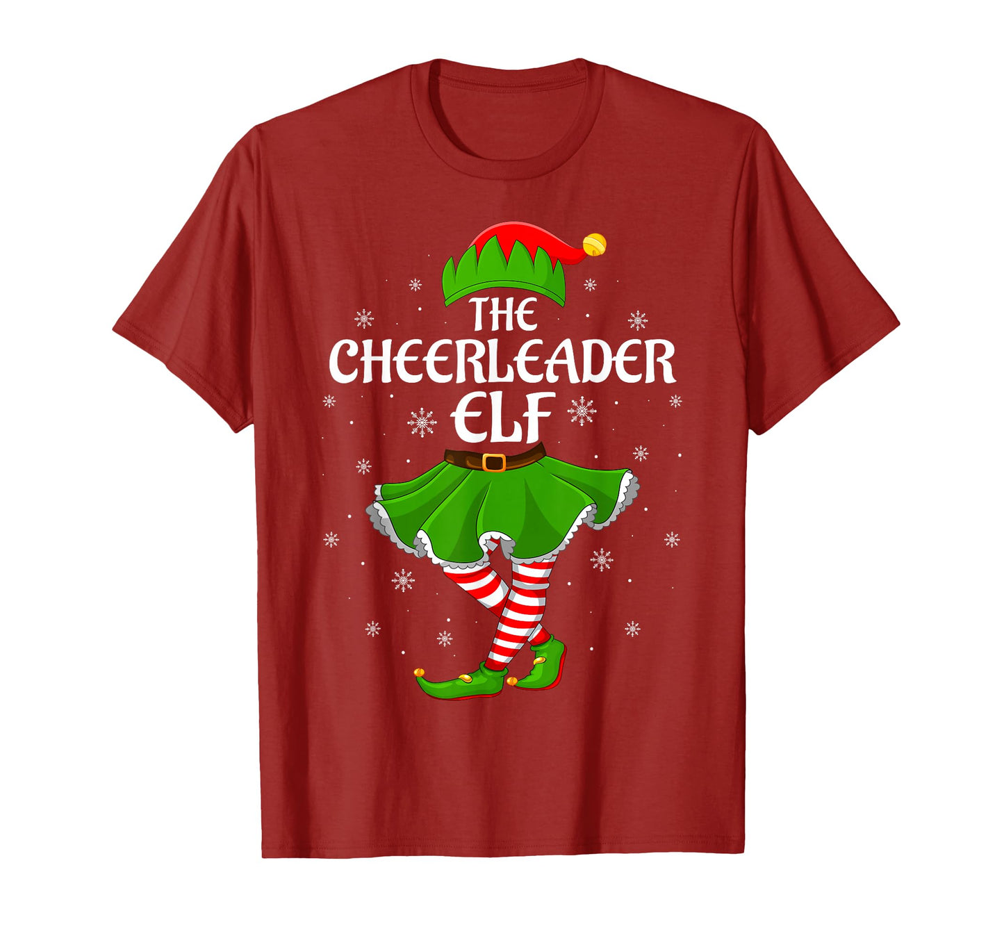 Cheerleader Elf Christmas Family Girls Women Elf Squad Xmas T-Shirt