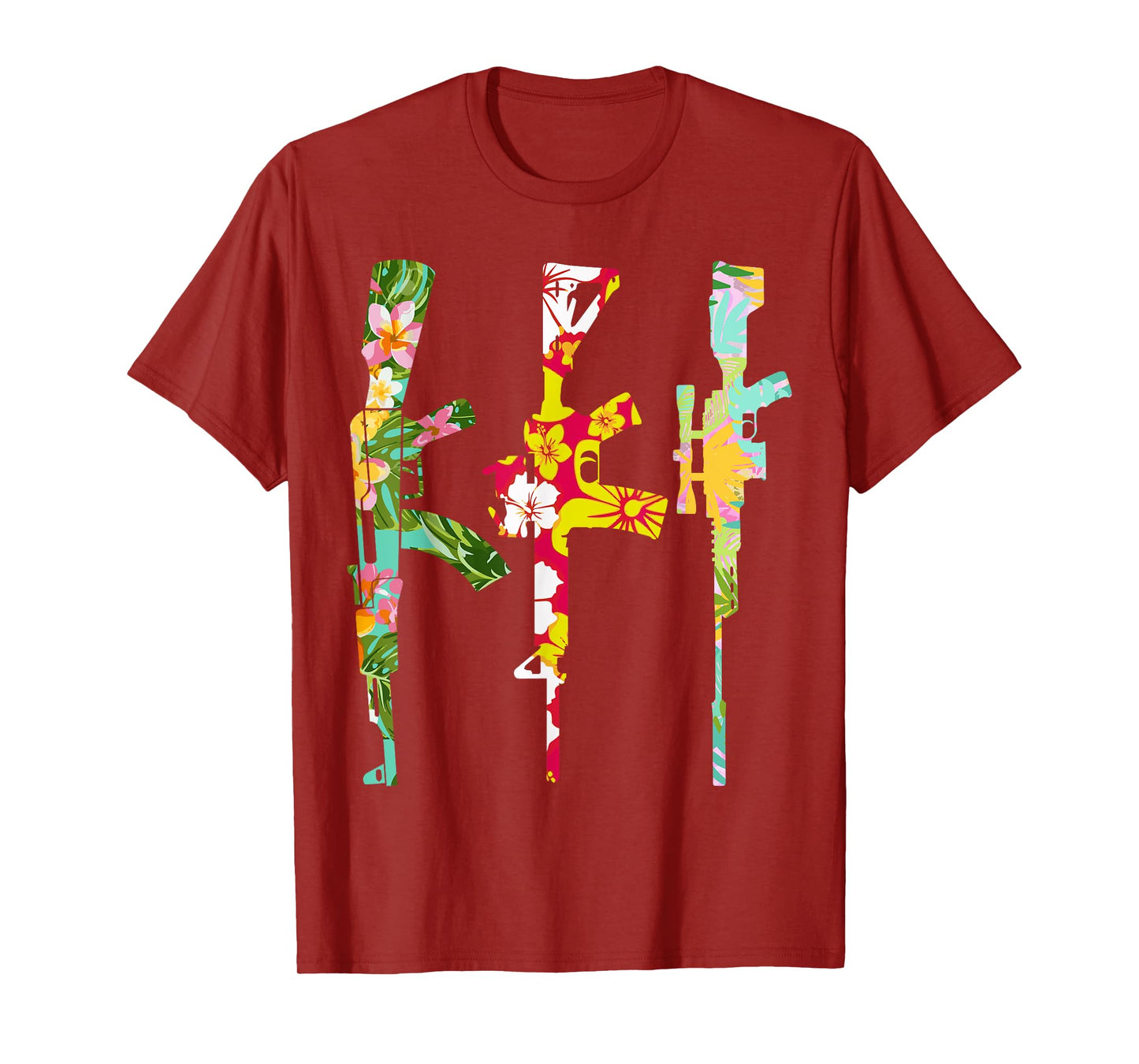 Tropical Gun Lover Firearm Beach Hawaiian Birthday AK AR 308 T-Shirt
