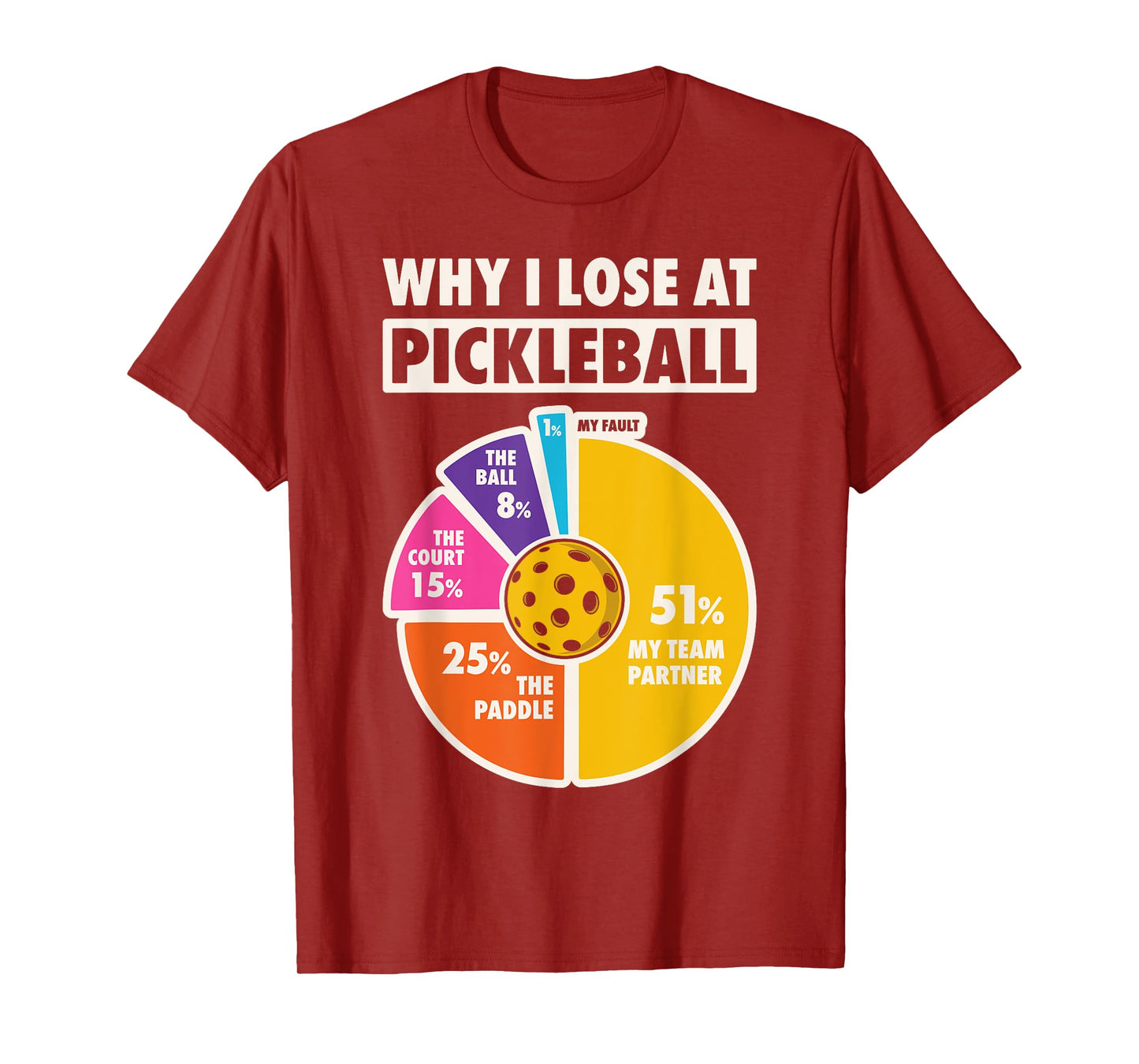 Why I Lose At Pickleball Funny Paddleball Players Men Humor T-Shirt