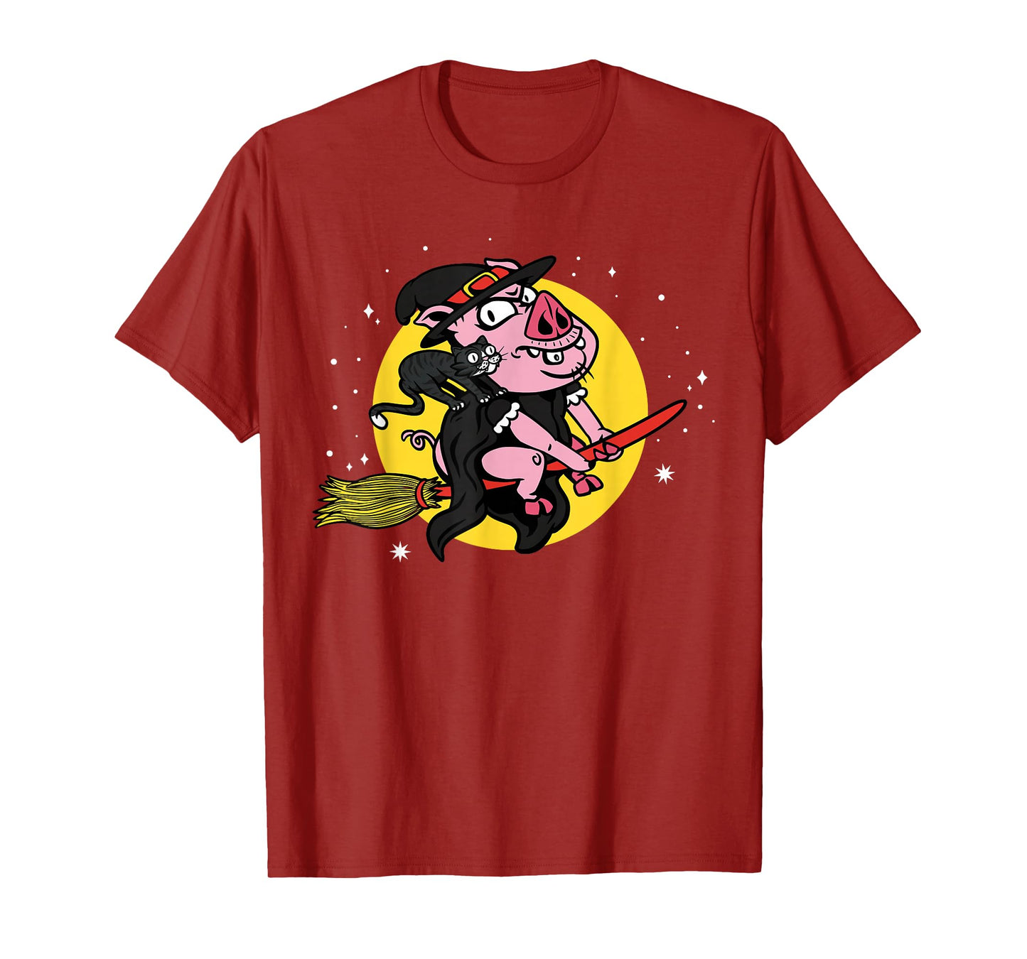 Witch Pig Halloween Cat Funny Costume Design T-Shirt