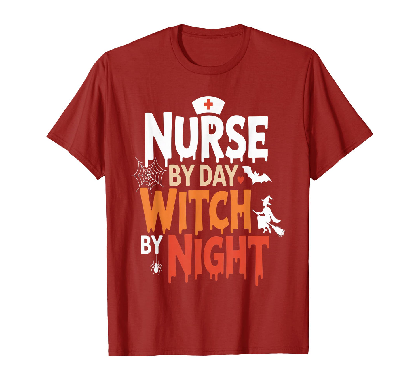 Nurse by Day Witch by Night Halloween Nursing First Aid 2025 T-Shirt