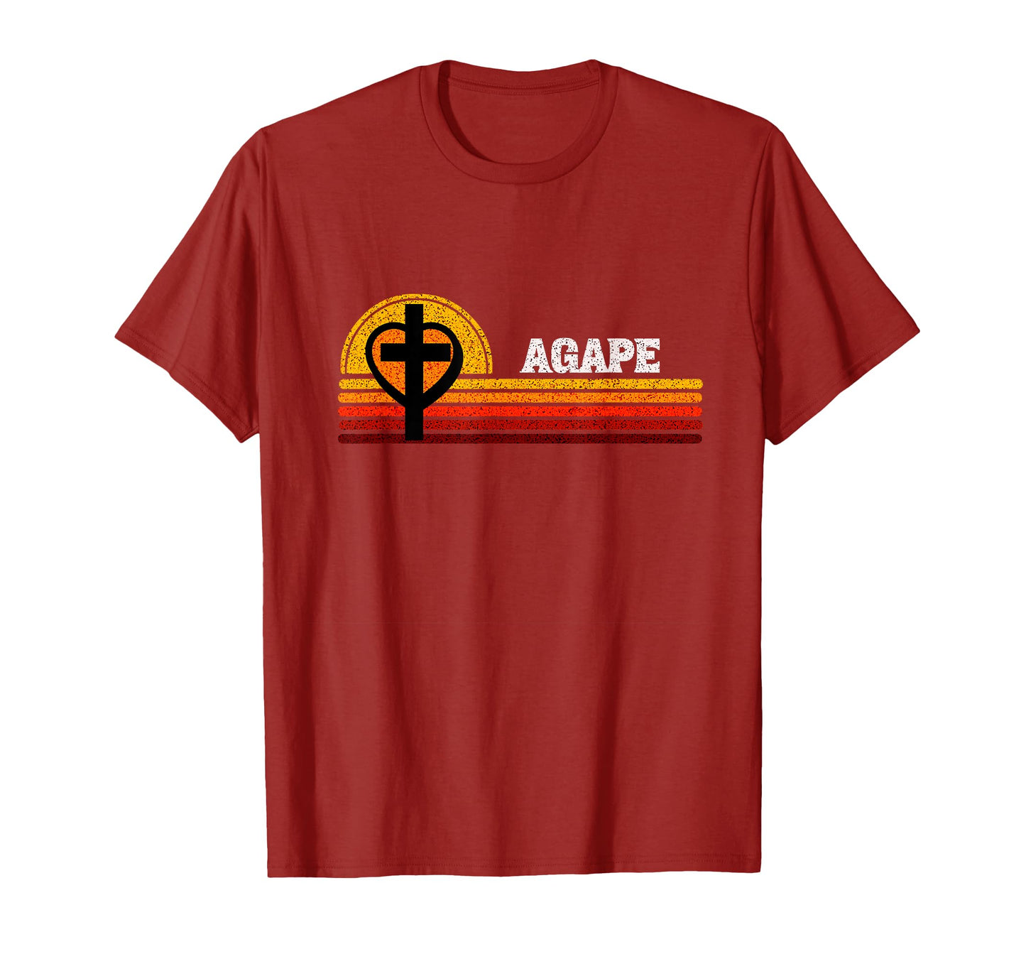Agape God Love and Man Cross Heart Christian Faith T-Shirt