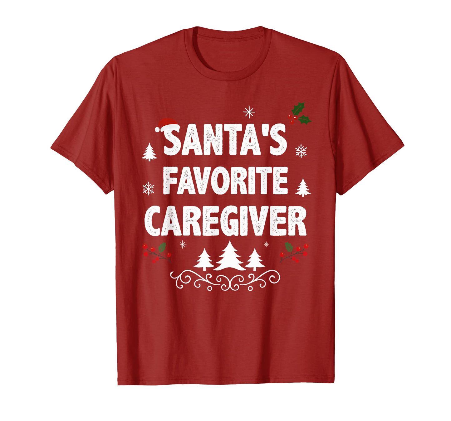 Santa's Favorite Caregiver Funny Holiday Christmas Pajamas T-Shirt
