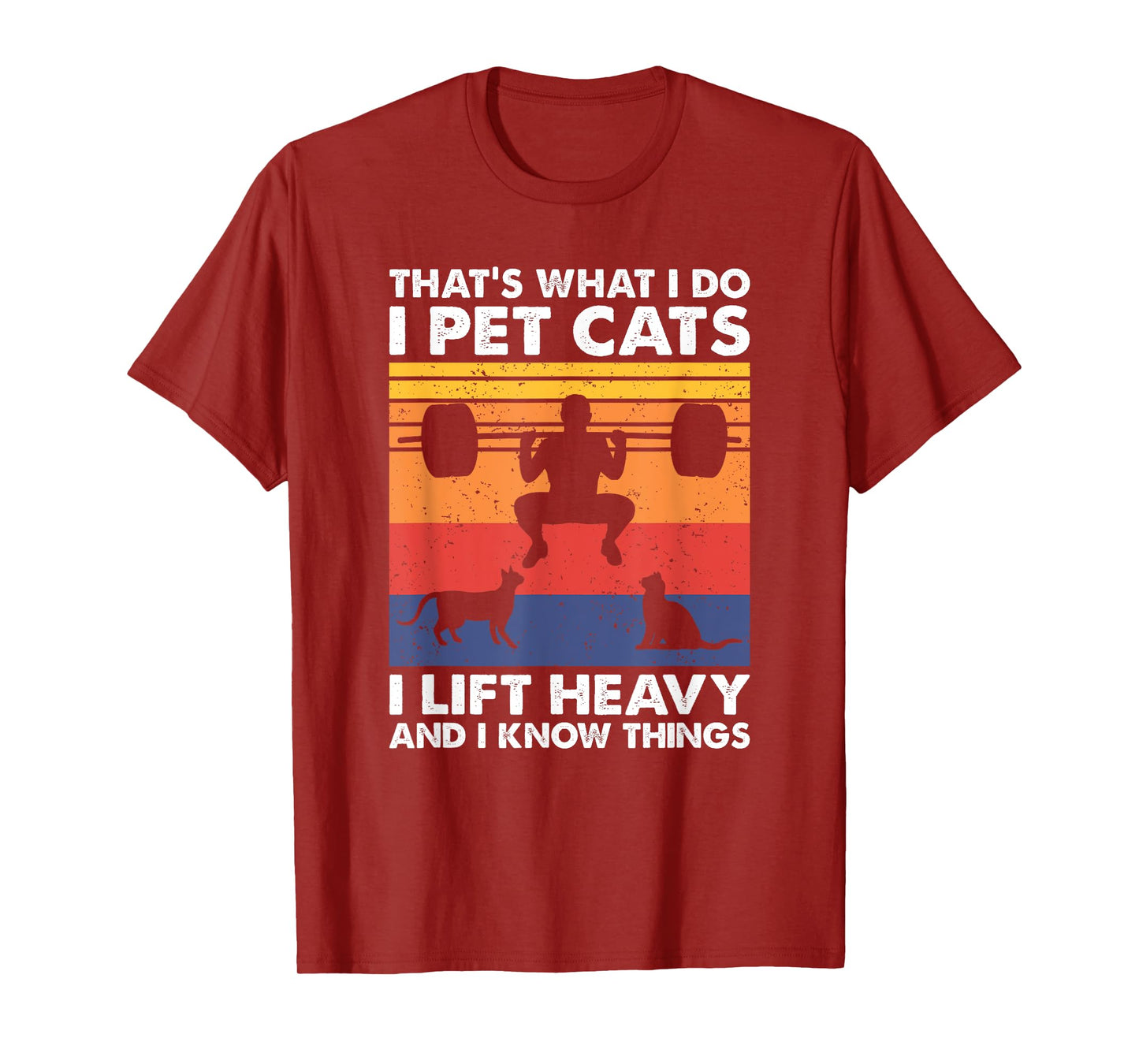 Cat Lover and Weightlifting Gift for Men - Black I Pet Cats I Lift Heavy & I Know Things - Weightlifting T-Shirt