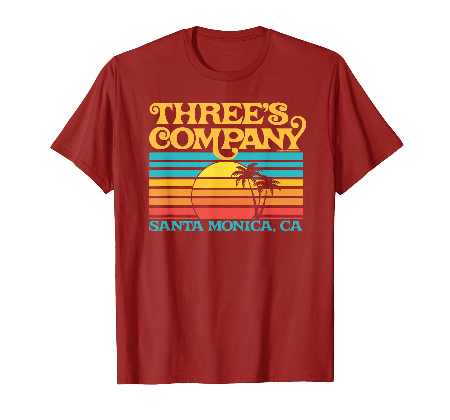 Three's Company Logo Santa Monica Retro 80's Sunset T-Shirt