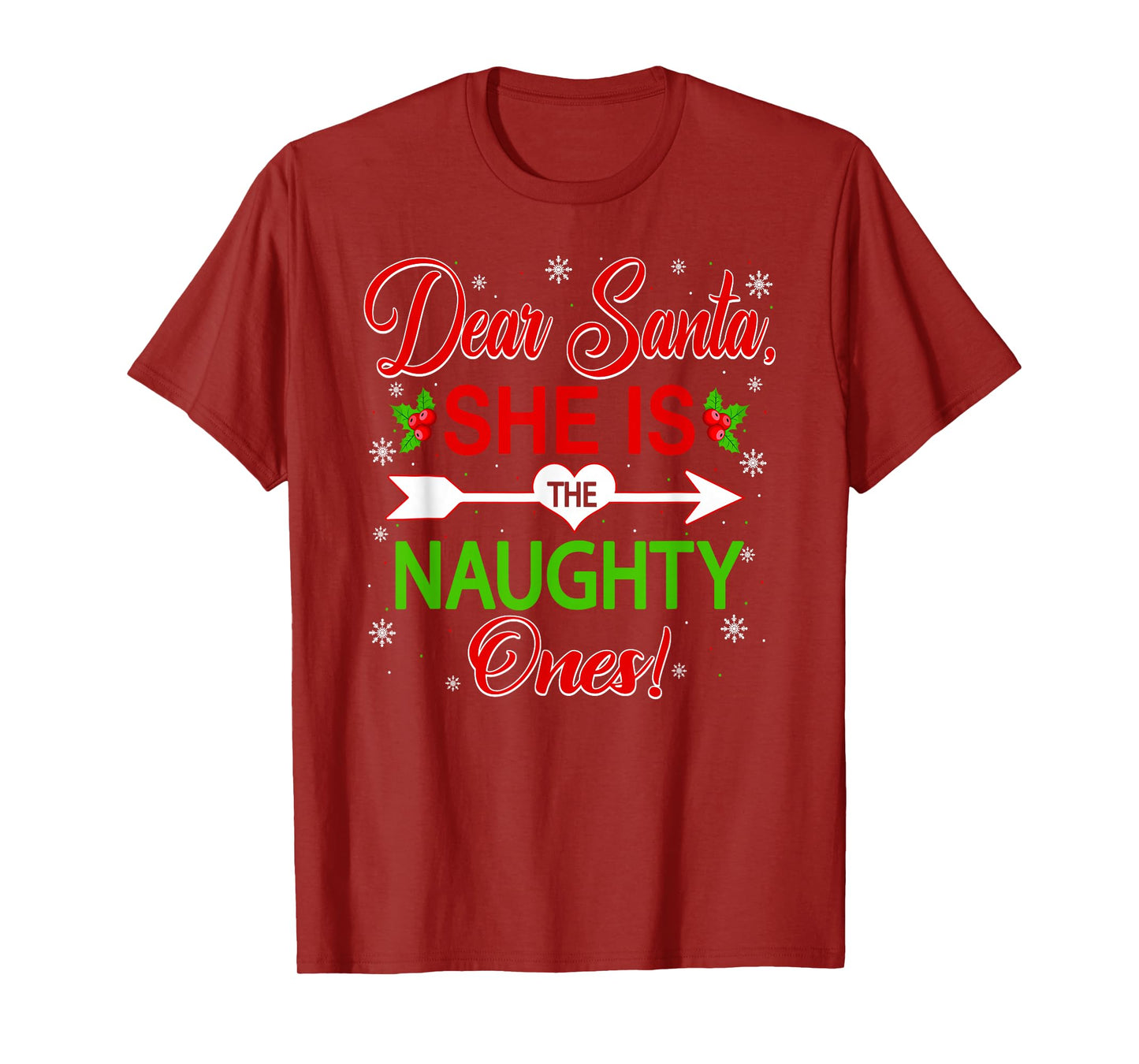 Dear Santa She's The Naughty Ones Funny Christmas Couples T-Shirt