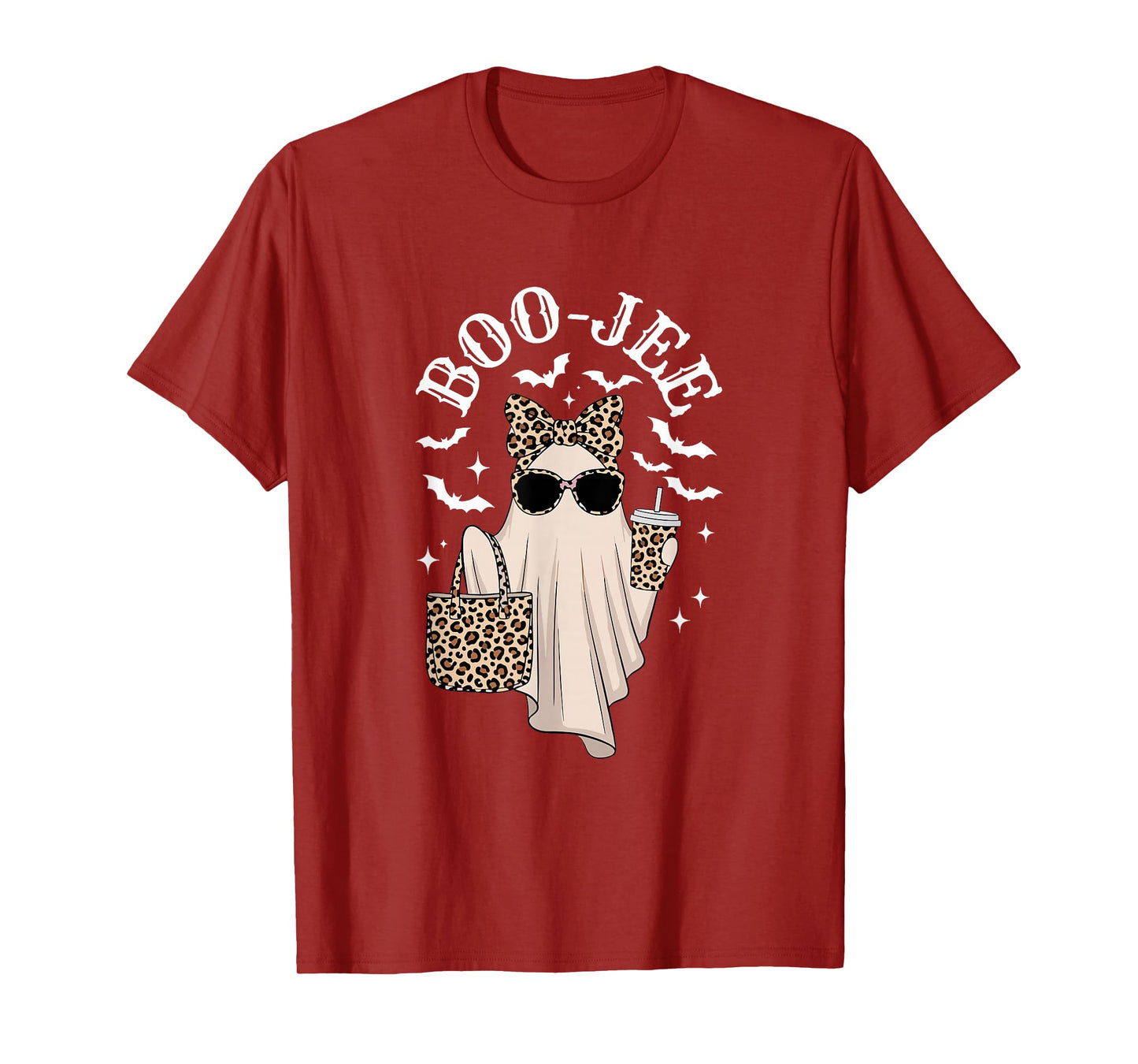 Coquette Leopard Ghost Coffee Boo-JEE Halloween Boujee Ghost T-Shirt