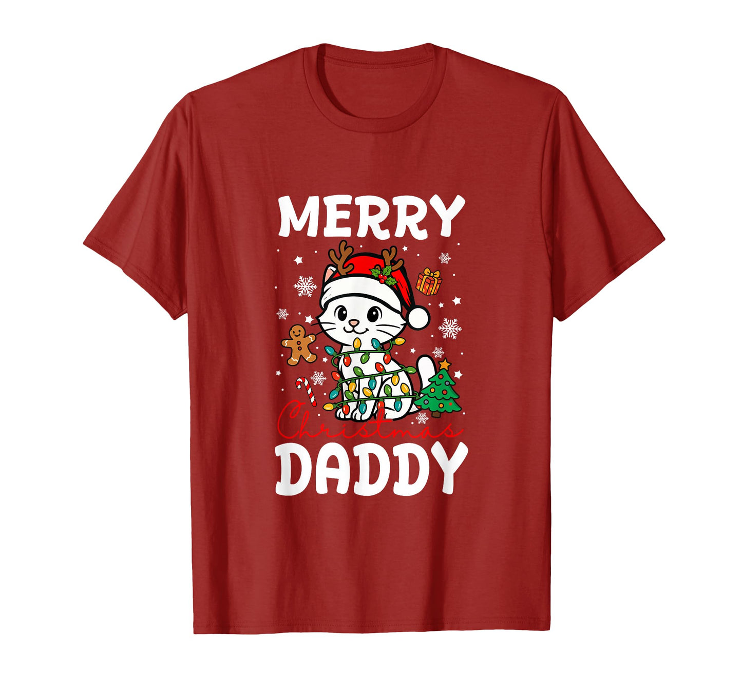 Merry Christmas Daddy Santa Cat Funny Owner Lover Family T-Shirt