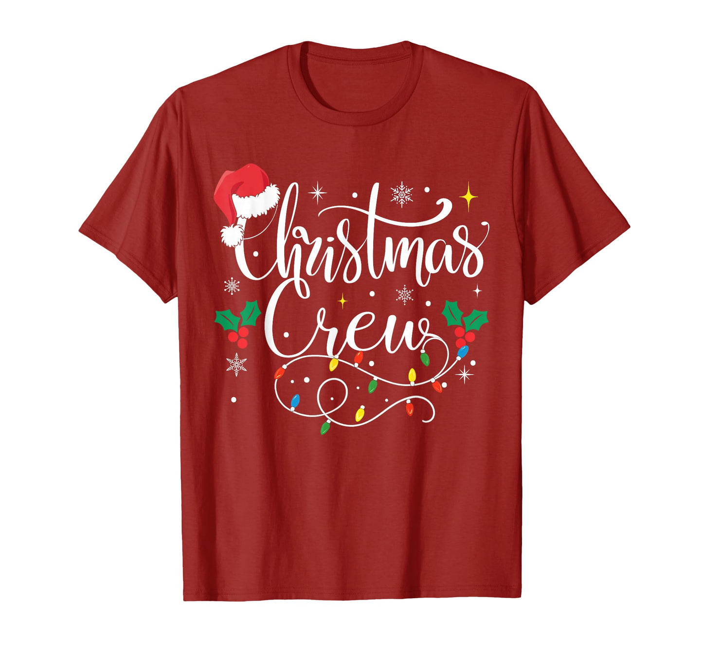Christmas Crew Santa Hat Holiday Matching Family Pajamas T-Shirt