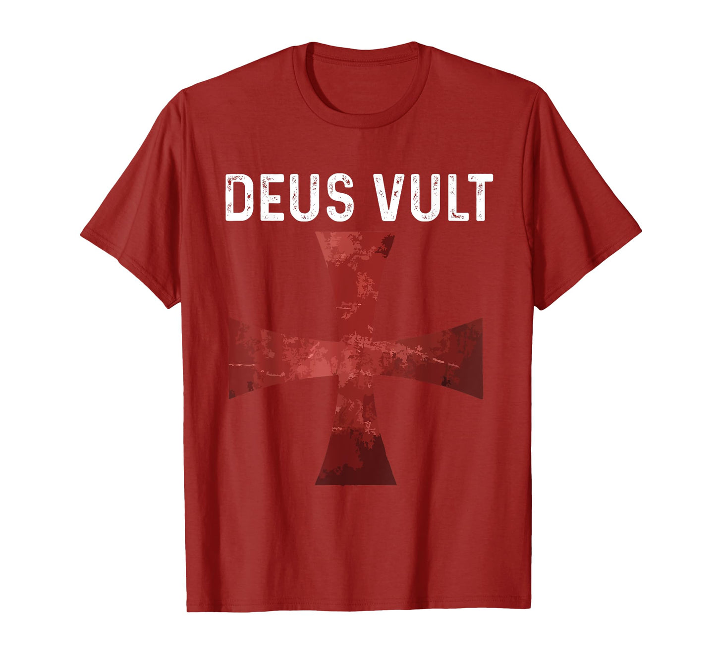 Deus Vult - Catholic Crusader Templar Knight - Scarlet Cross T-Shirt