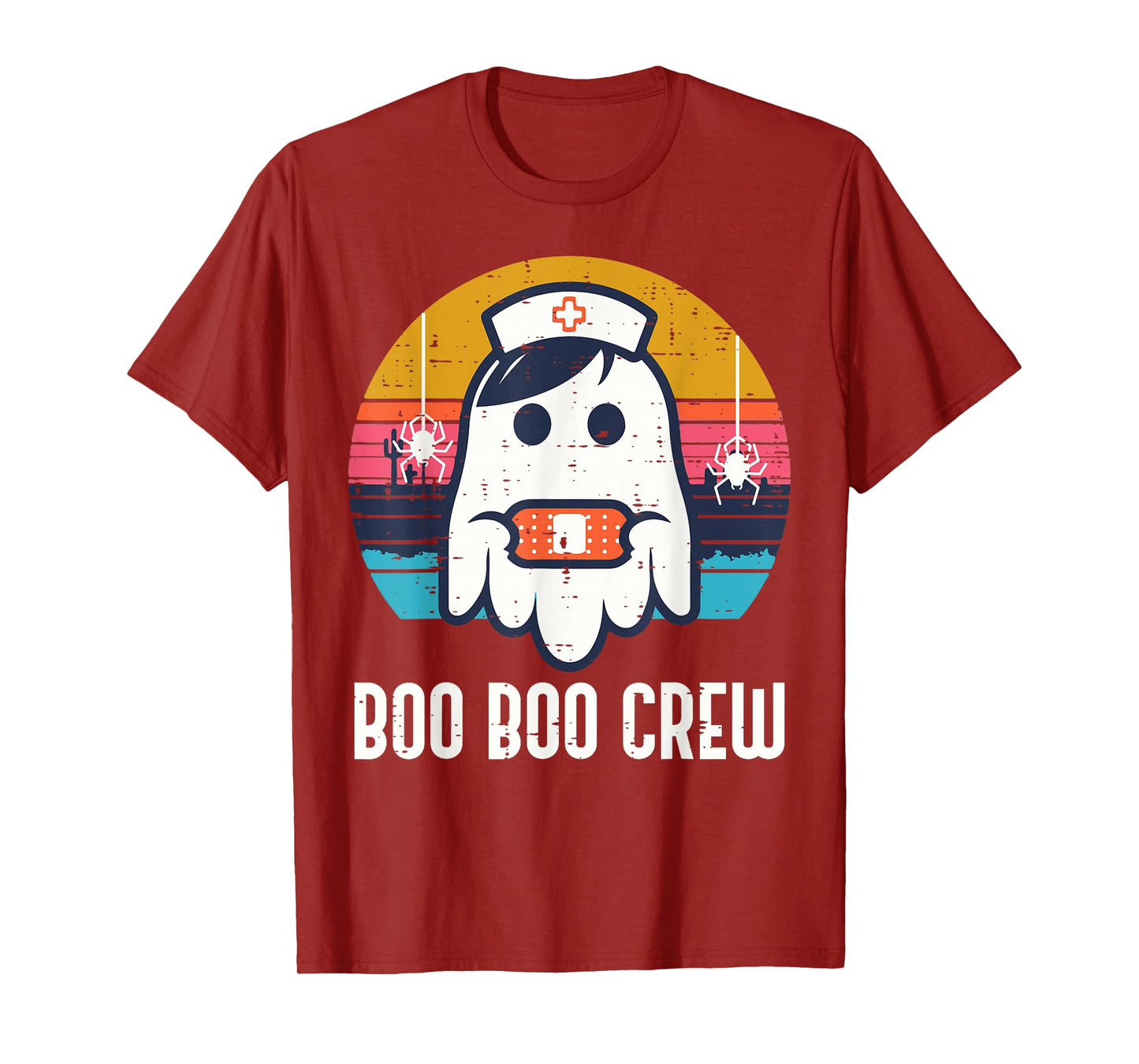 Halloween Nurse Ghost Boo Boo Costume Scrub Top Crew Women T-Shirt