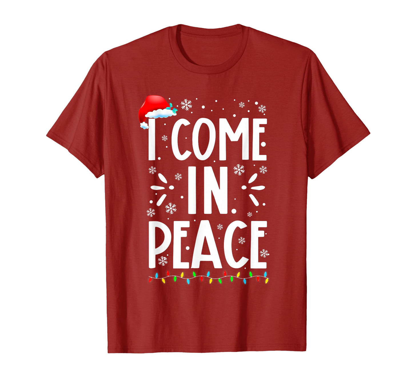 Peace I Come in Peace Christmas Xmas Lights Holiday Couples T-Shirt