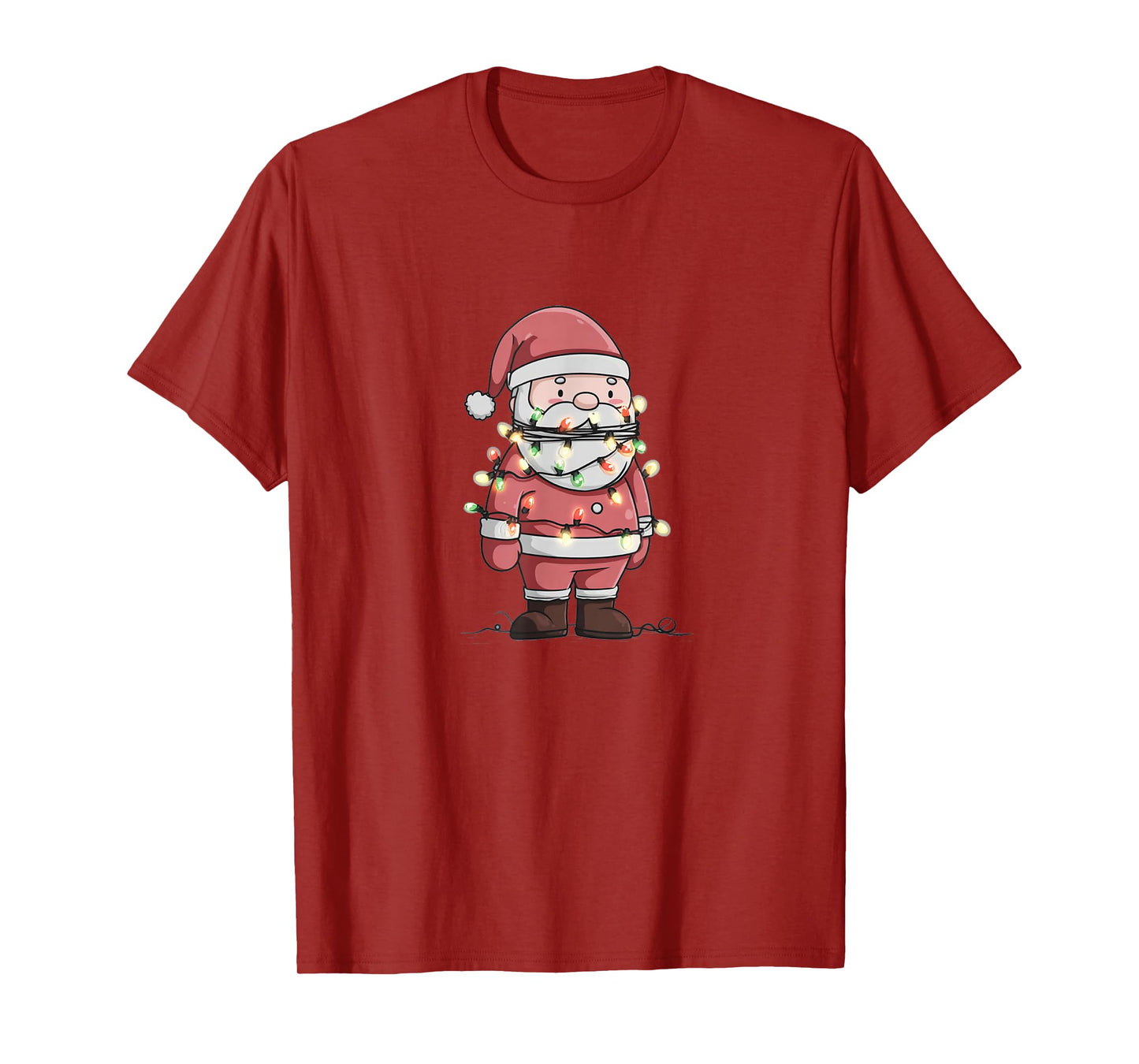 Cartoon Gagged Santa Claus with Xmas Fairy Lights T-Shirt