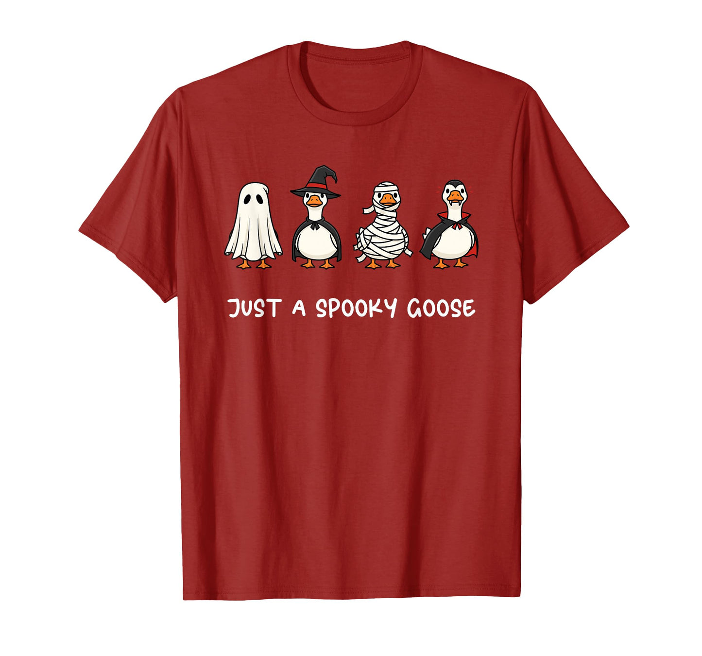 Just a Spooky Goose Mummy Vampire Ghost Witch Cute Halloween T-Shirt