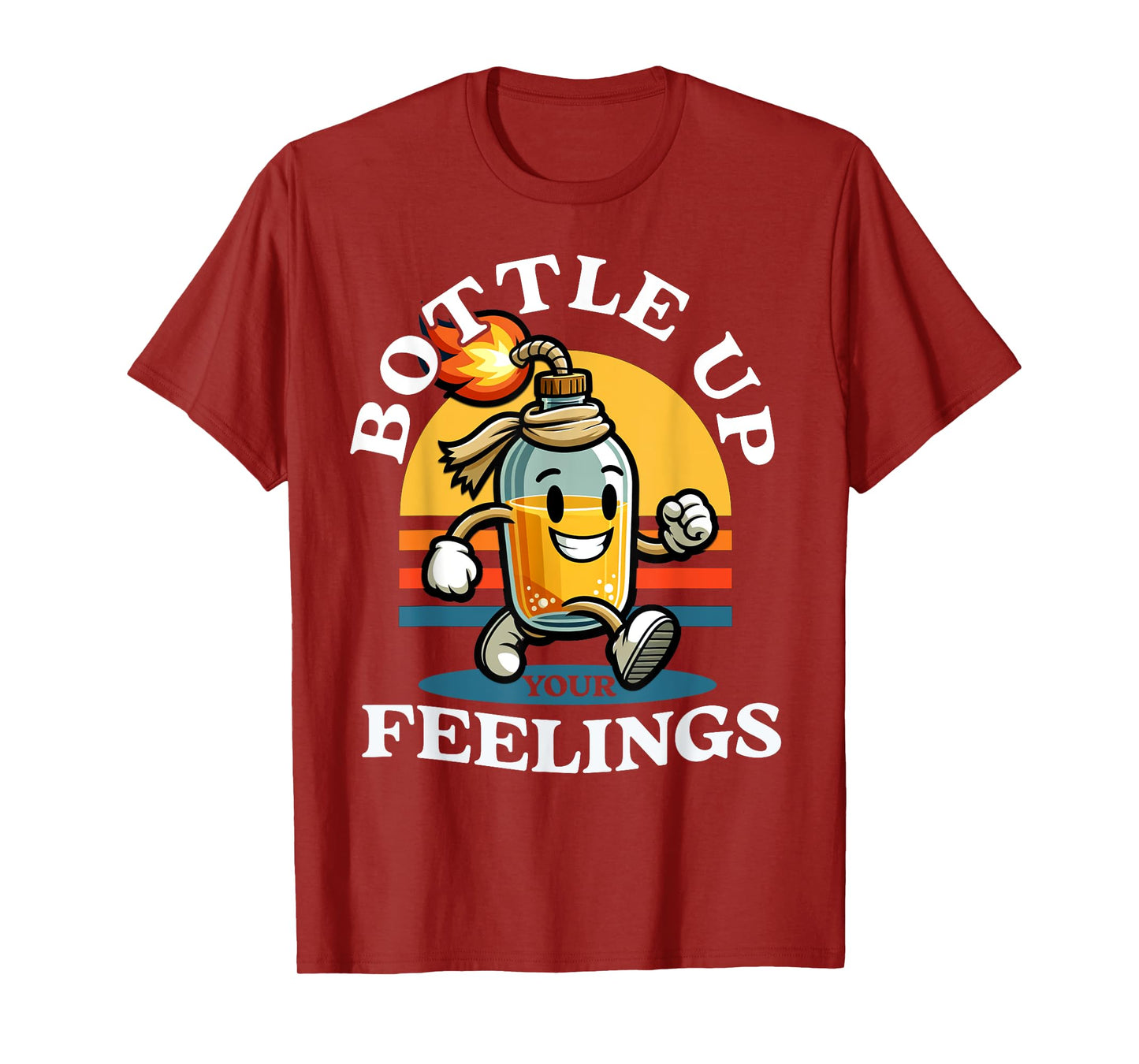 Bottle Up Your Feelings Funny Cartoon Retro Vintage T-Shirt